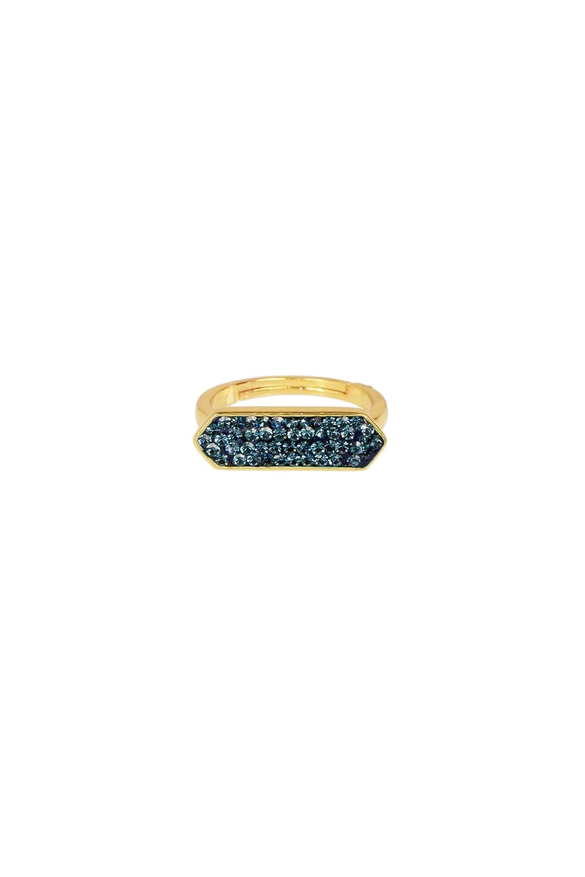 Elegant Crystal Bar Gold Plated Ring for Women - 18K Gold Finish Fashion Jewelry - Perfect for Parties, Weddings & Everyday Wear