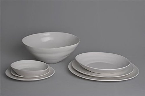 6.25 Inch Matte Wave Bread and Butter Plates - Set of 6 White Ceramic Appetizer Dishes for Dinner Parties, Desserts & Everyday Use