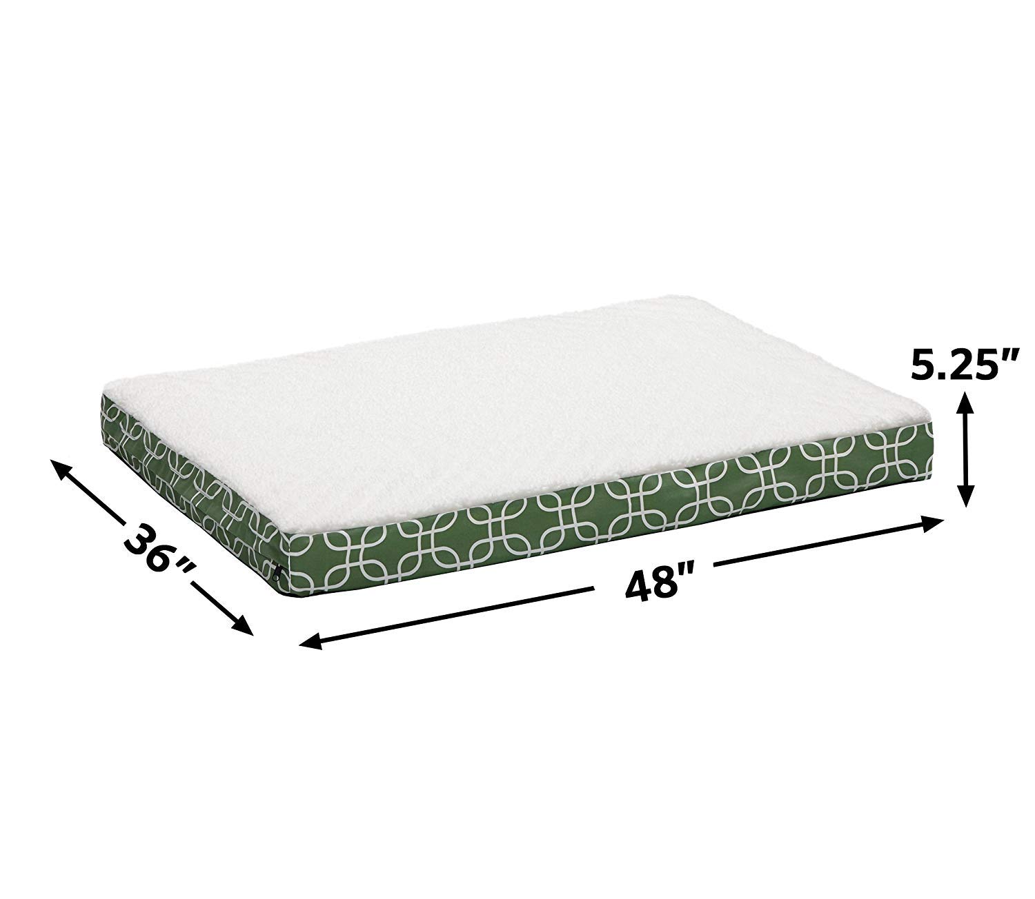 **MidWest Homes for Pets Orthopedic Dog Bed - Large 36 x 48 Inch, Removable Washable Cover with Teflon Fabric Protector, Green & White Geometric Pattern - Perfect for Large Dogs, Arthritis & Joint Pain Relief - Ideal for Living Room, Bedroom, or Crate**