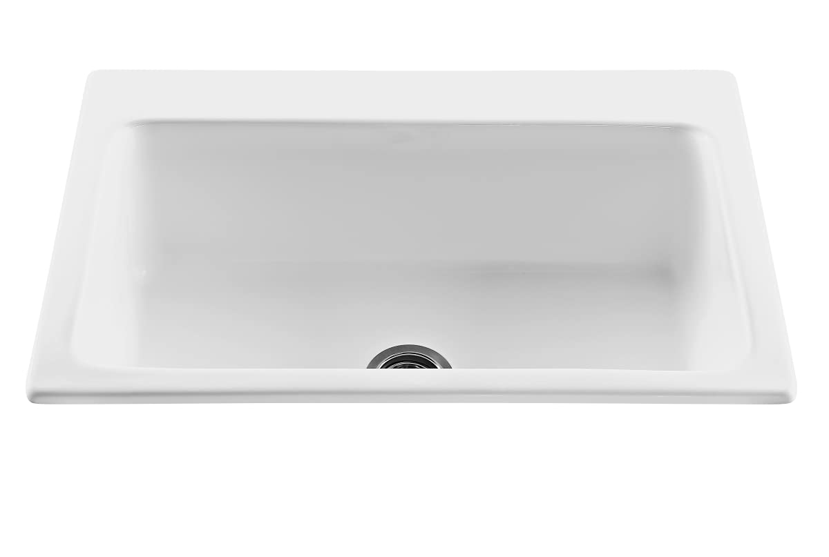 Premium Acrylic Rectangular Single Bowl Kitchen Sink - Scratch-Resistant & Durable, Biscuit Color for Modern Homes | Perfect for Small Kitchens, Apartments & RV Use