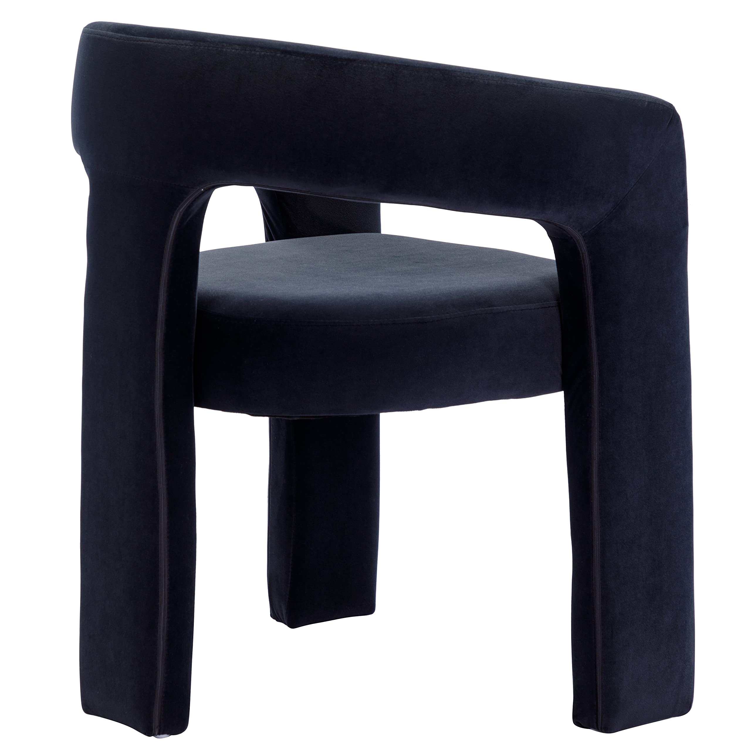 Modern Black Velvet Upholstered Barrel Dining Chairs Set of 2 - Arm Accent Side Chairs for Living Room, Kitchen & Makeup Vanity - Comfortable Seating for Dining, Entertaining & Home Decor