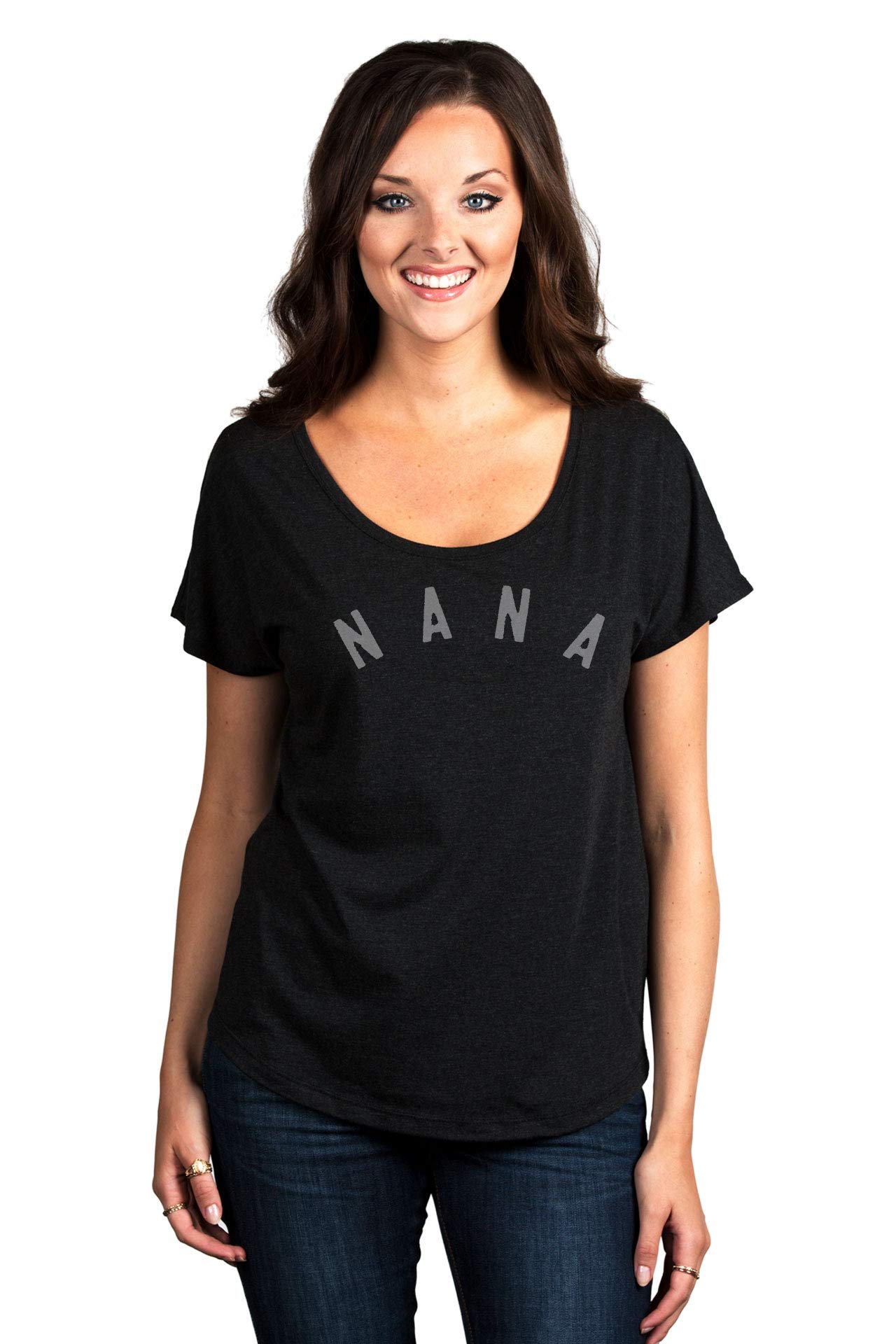 Simply Nana Women's Fashion Slouchy Dolman T-Shirt Tee - Casual Loose Fit Long Sleeve Top for Everyday Wear, Work, and Weekend Outings