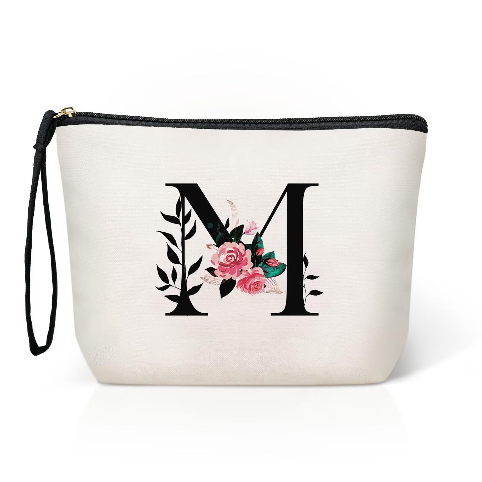 Personalized Makeup Bag for Women - Cute Cosmetic Travel Pouch, Great Gift for Birthday & Friendship (Letter M) - Perfect for Travel & Daily Use