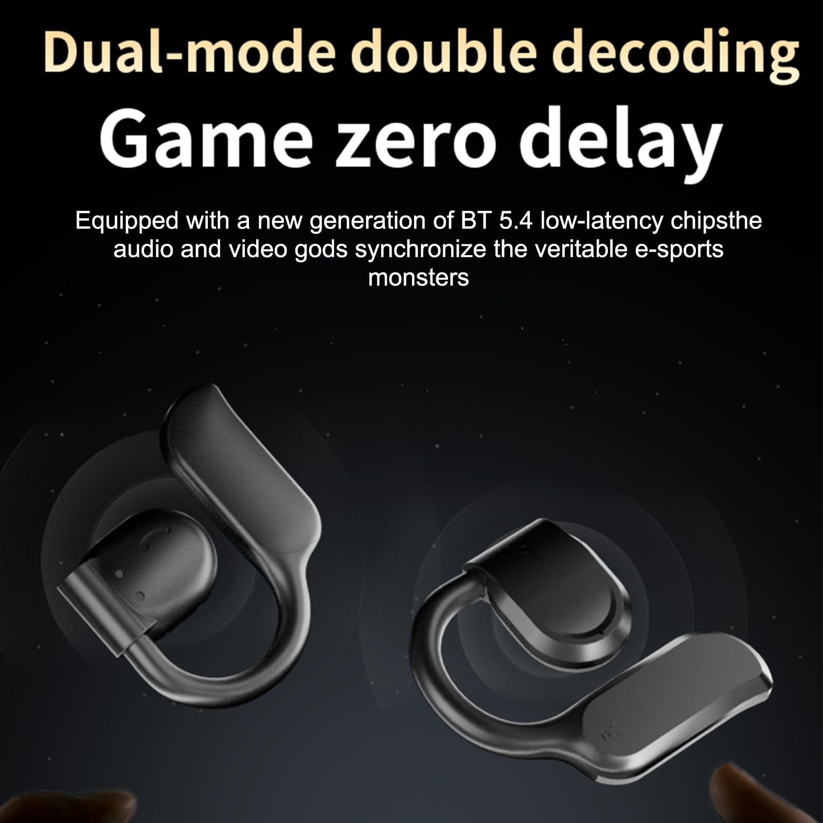 Docooler Earhook Earbuds Wireless Bluetooth 5.4 Headphones - Low Latency Gaming Earbuds with Touch Control, IPX5 Waterproof, Built-in Mic & Charging Case (White/Black) - Perfect for Workouts, Running, Gaming & Hands-Free Calls