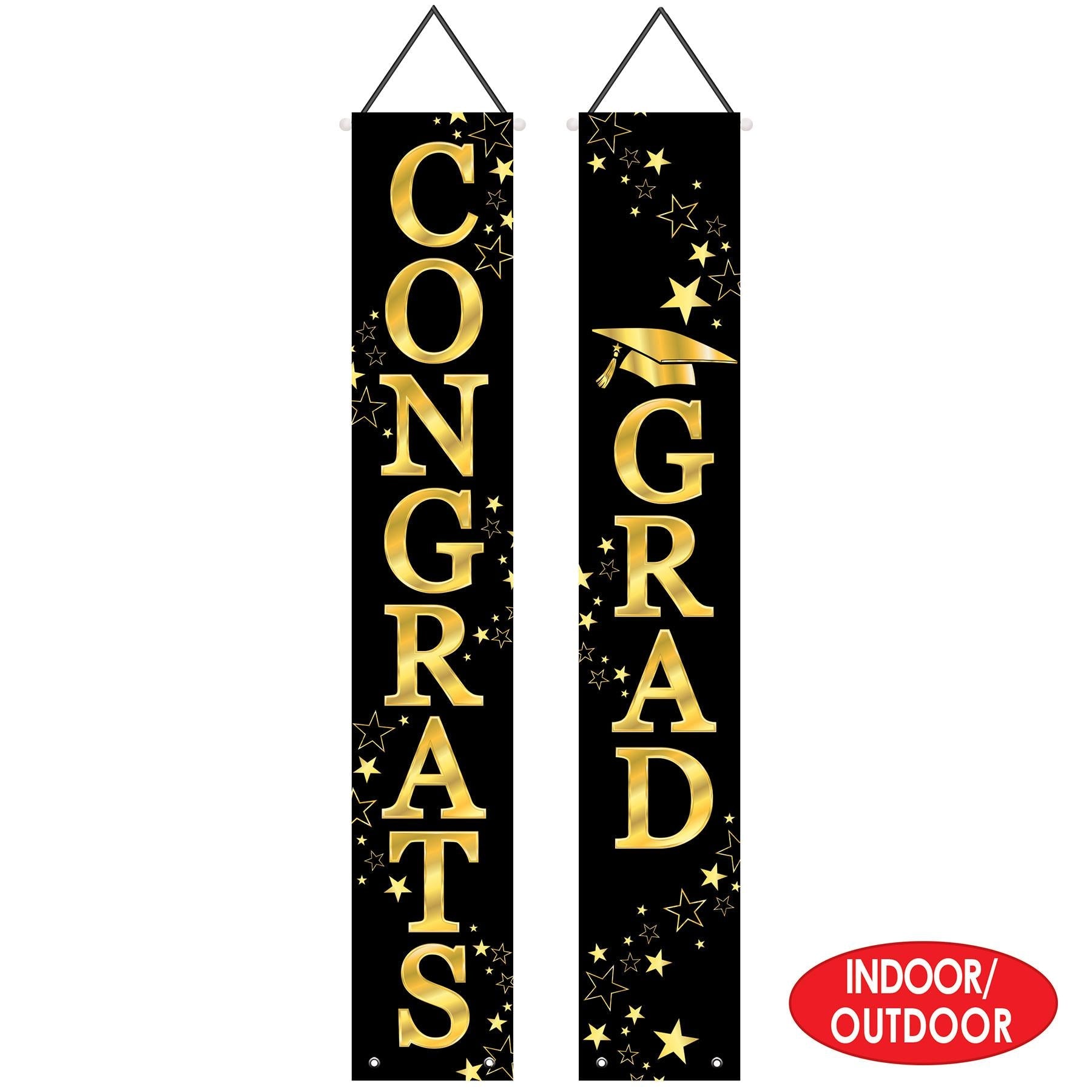 12 Pack Beistle Congrats Grad Fabric Graduation Party Door Panel Set - Decorate for High School & College Graduation Celebrations, Commencement Parties & Ceremonies