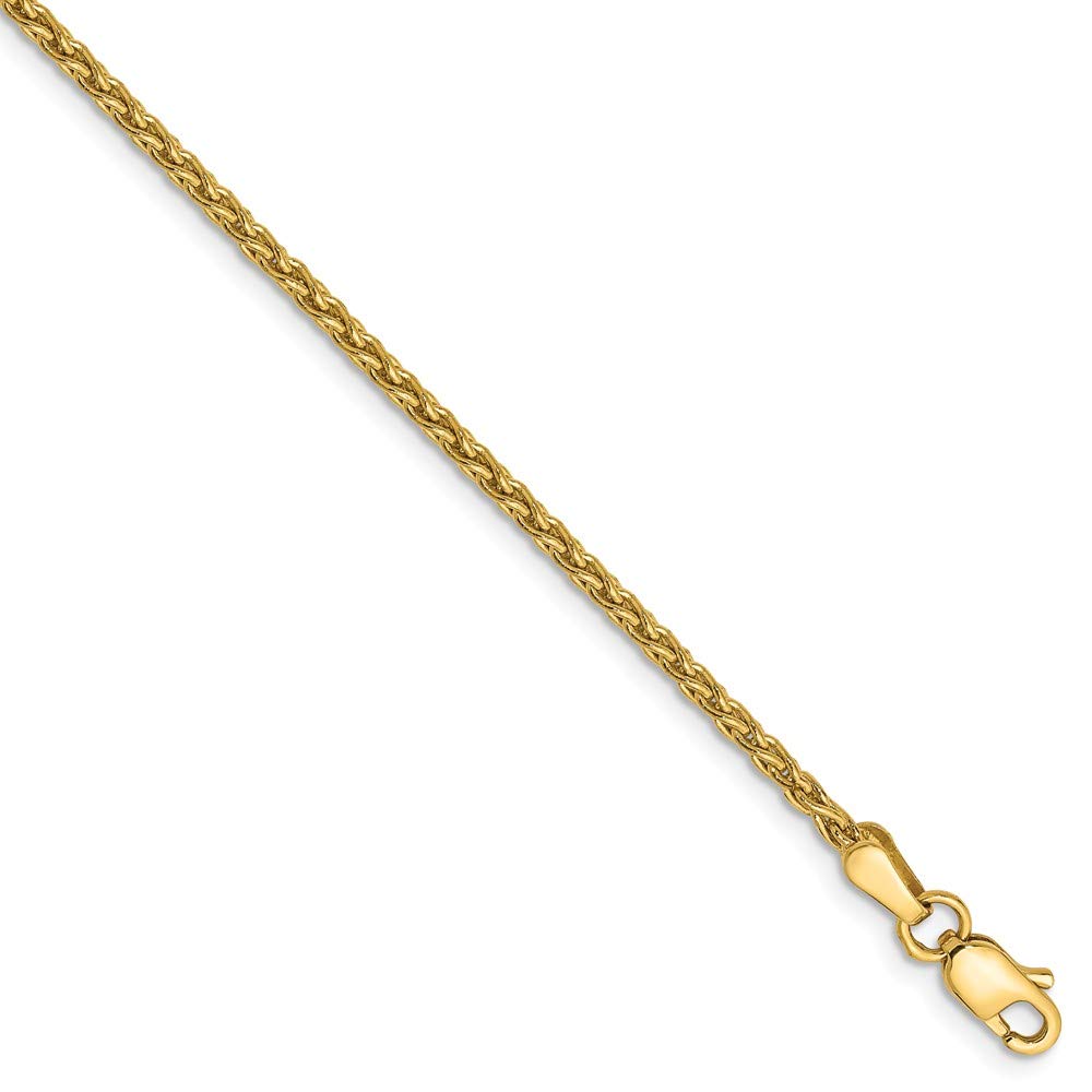14K Yellow Gold Solid Parisian Wheat Chain Anklet - 1.75mm Black Bow Jewelry - 10 Inch Ankle Bracelet for Women - Perfect for Casual Wear, Beach Outfits & Special Occasions