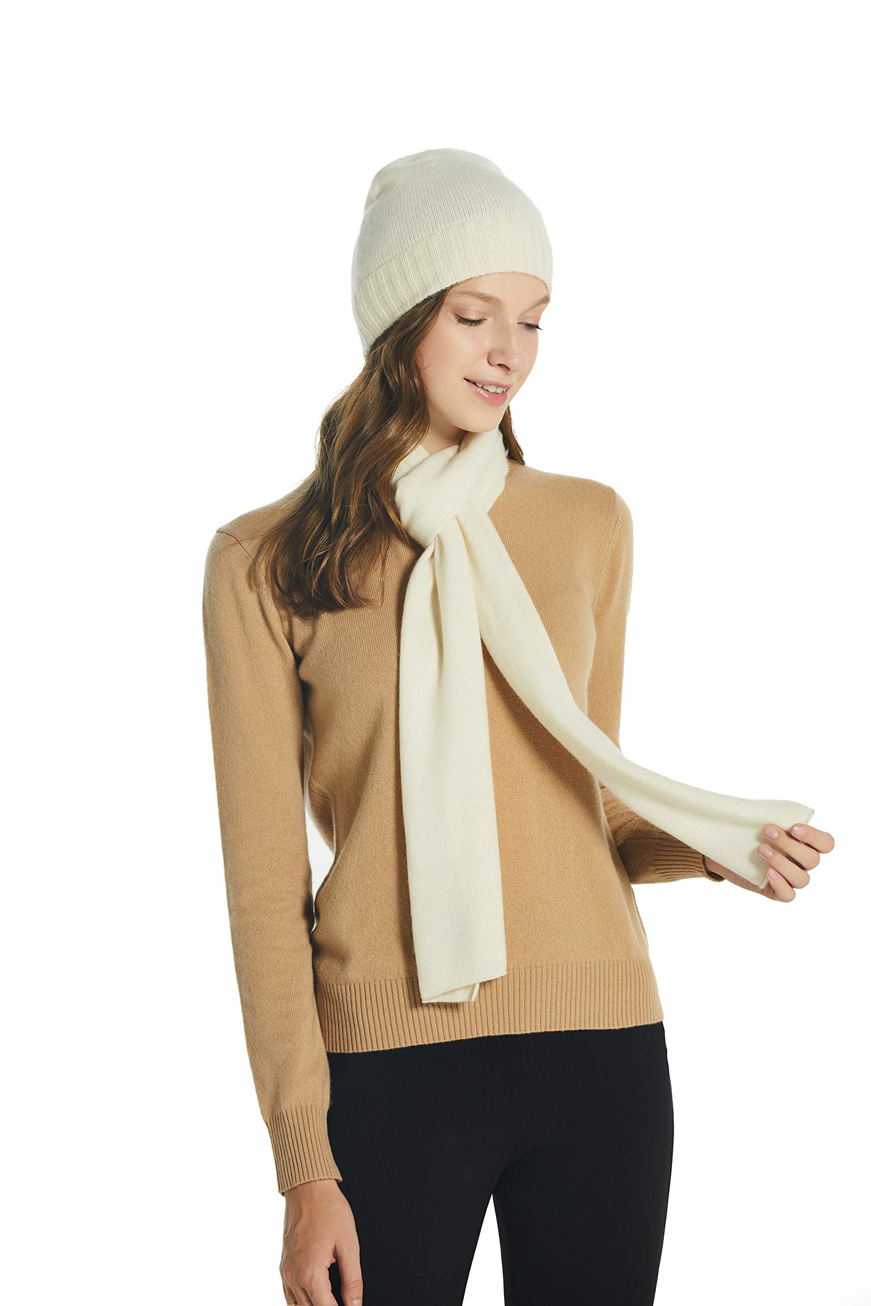 EURKEA Women's 100% Pure Cashmere Scarf, Gloves & Beanie Hat Winter Gift Set - Soft Luxury Accessories for Cold Weather, Christmas Presents & Outdoor Activities