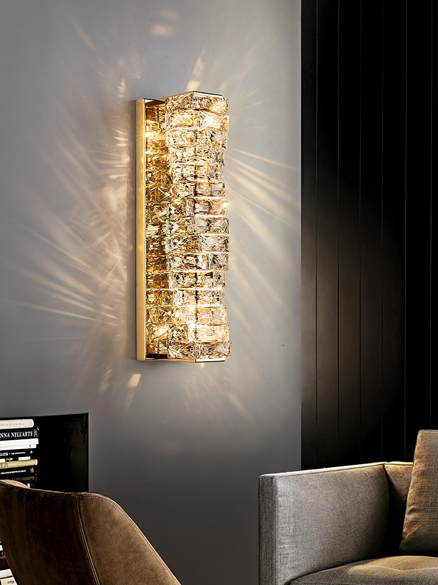 Laminated Crystal Wall Light - Elegant LED Sconce for Bedroom, Living Room & Hallway - Modern Home Decor Lighting Fixture