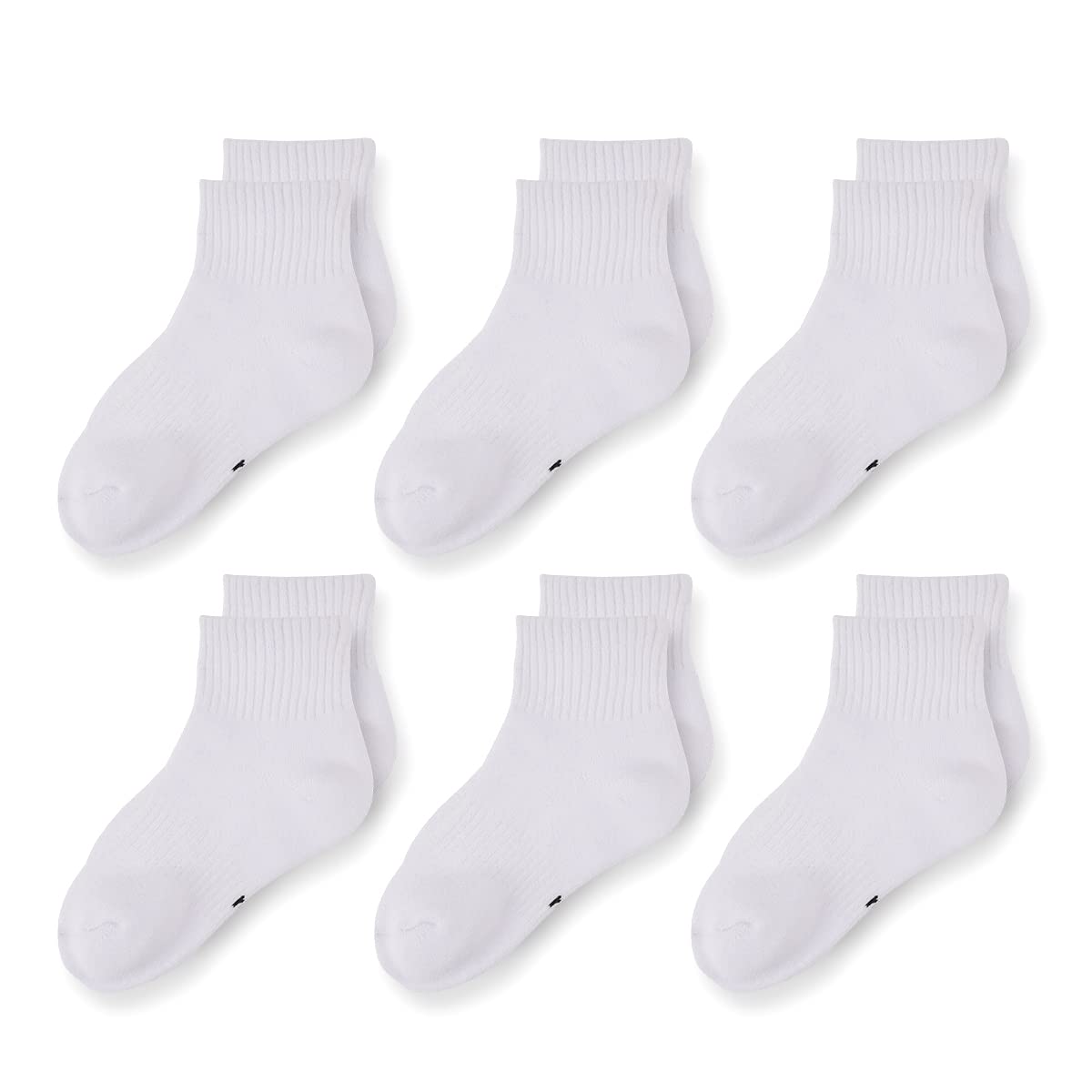 Marchare Boys & Girls Athletic Running Socks - 6 Pack Cushioned Crew Socks for Kids (Black/White/Grey) | Thick Cotton Comfort for Sports, School & Daily Wear