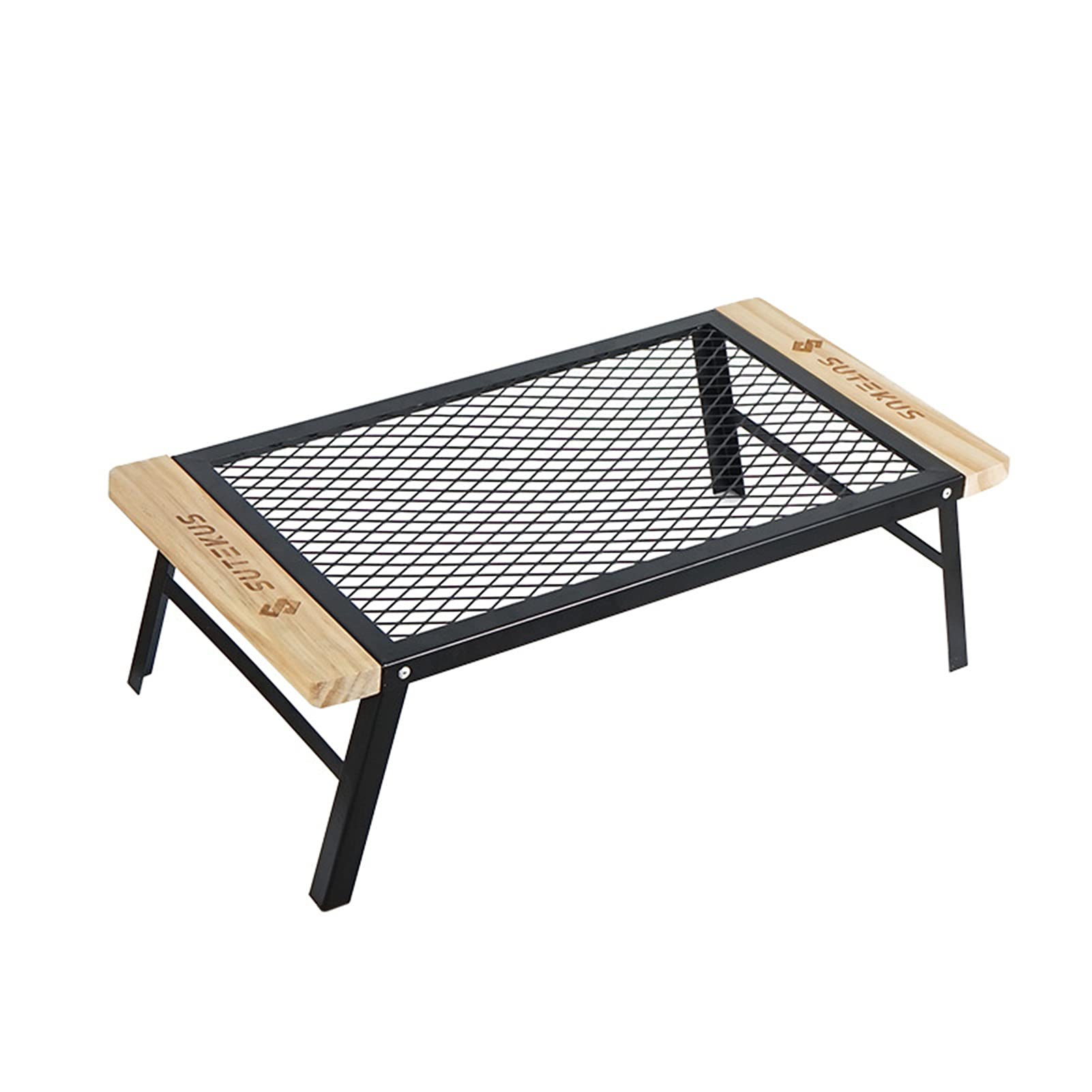 VELIHOME Folding Camping Table - Portable Lightweight Outdoor Picnic Table with Iron Frame & Wood Top - Perfect for Camping, Hiking, Beach & Backyard BBQs