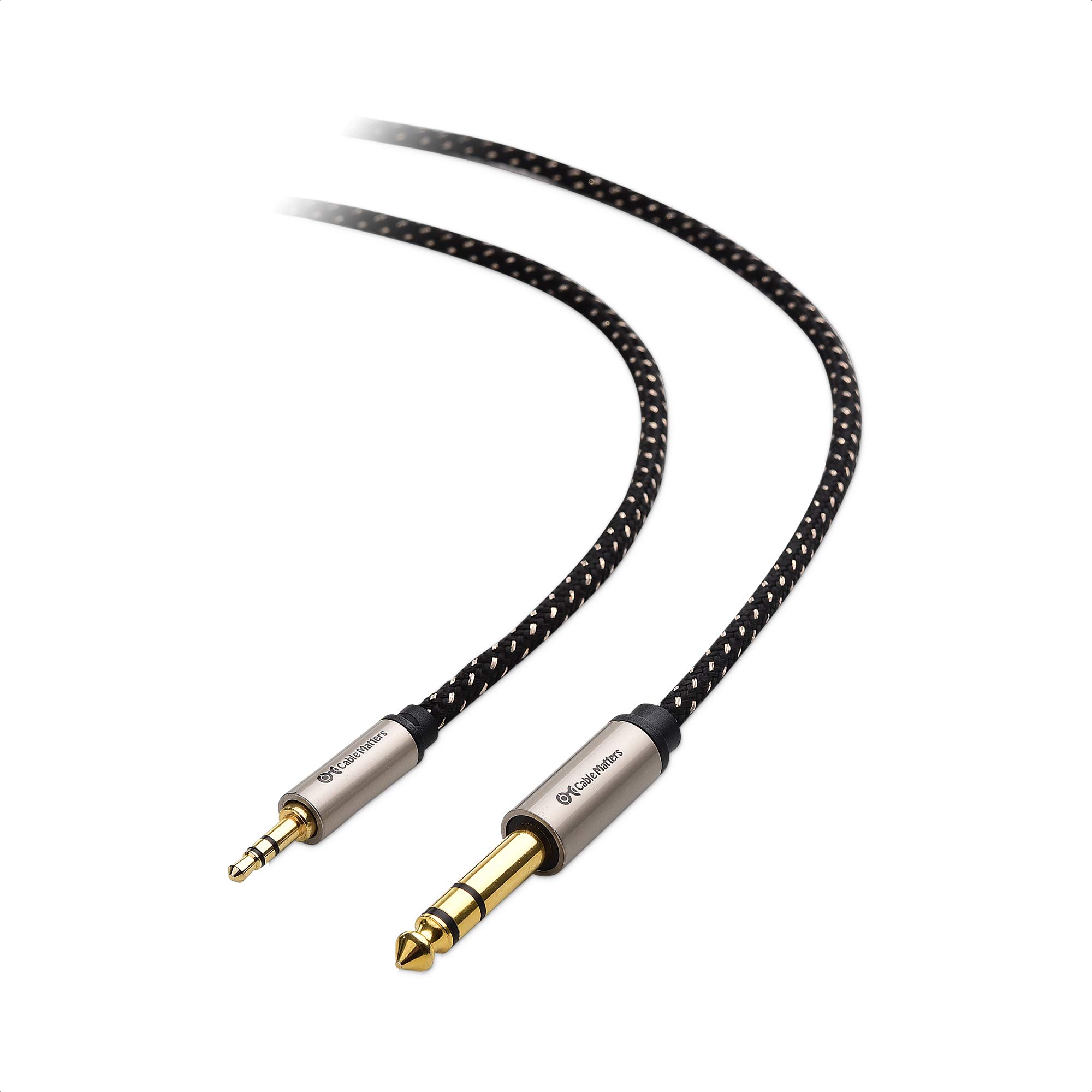 Premium Braided 3.5mm to 1/4 Inch Audio Cable 6ft - Gold Plated Stereo Aux Cable for Headphones, Speakers & Studio Equipment - Durable Nylon Shielded Cord for Home, Office & Professional Audio Setup