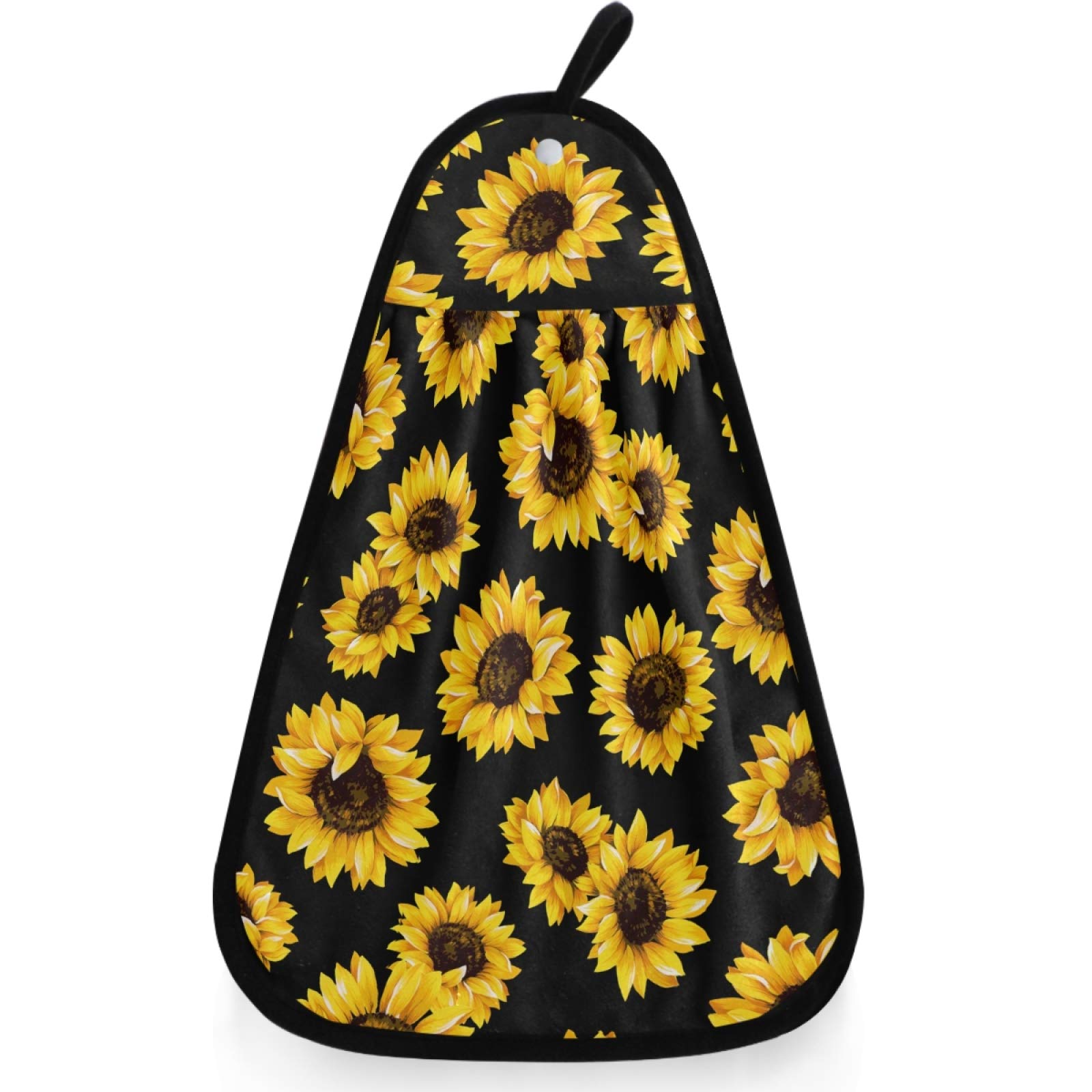 Visesunny Classic Sunflower Hand Towel - Soft Absorbent Cotton Dish Towel for Kitchen & Bathroom Decor with Hanging Loop - Perfect for Drying Dishes, Cleaning Surfaces & Adding Farmhouse Style to Your Home