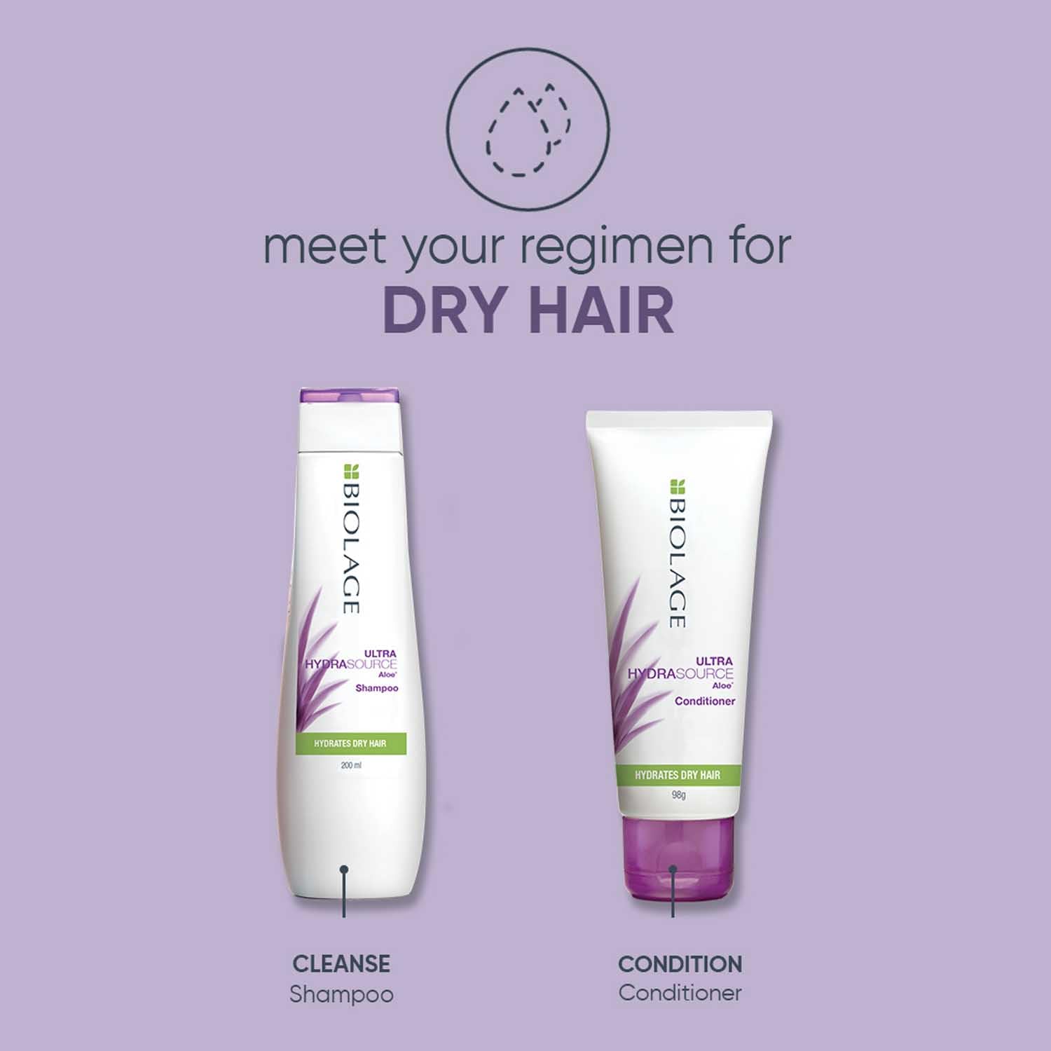 Biolage Hydrasource Conditioner for Dry Hair - Paraben Free, Intensely Hydrating Apricot Formula (98g) | Deep Moisture Treatment for Damaged & Frizzy Hair at Home or Salon