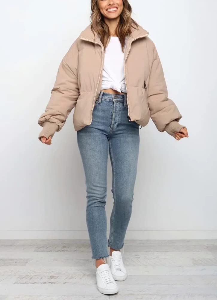 Gihuo Women’s Winter Cropped Puffer Jacket - Short Warm Quilted Coat for Cold Weather | Perfect for Casual Outfits, Travel & Outdoor Activities