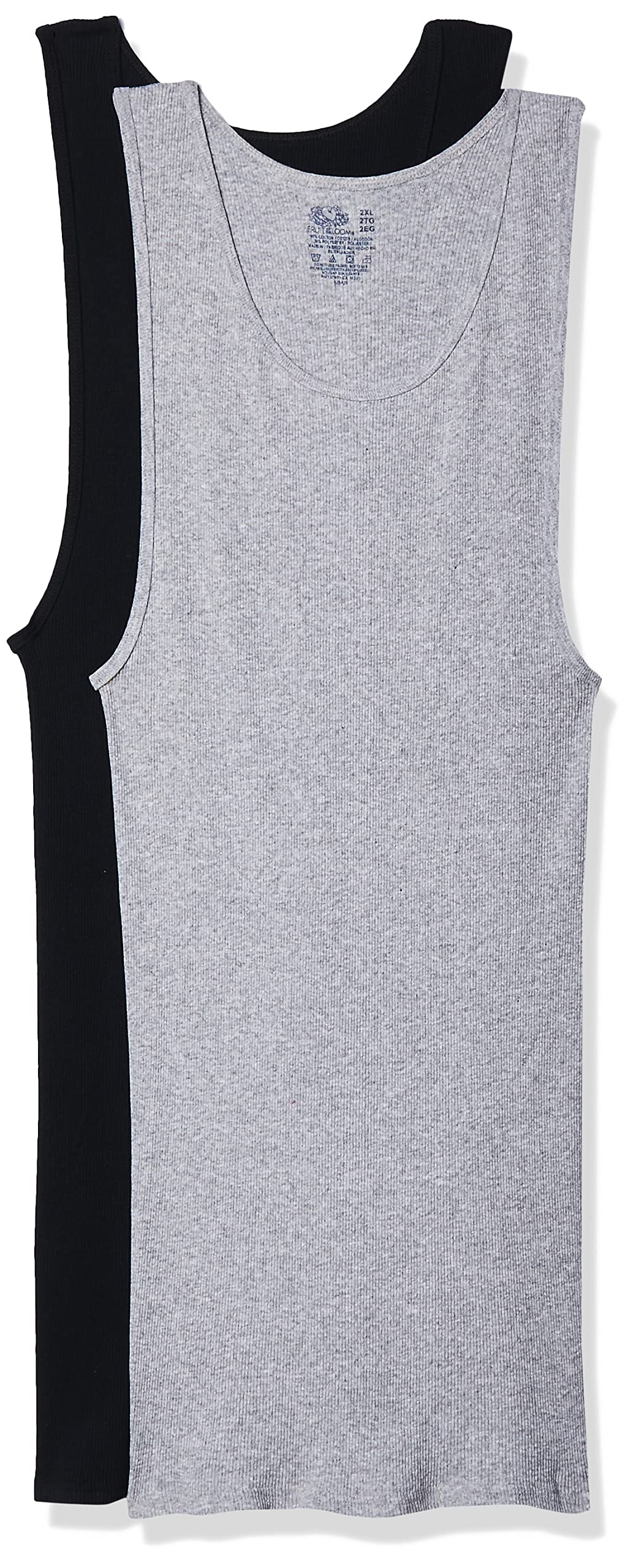 Fruit of the Loom Men's A-Shirt Undershirts 2-Pack - Comfortable Cotton Tank Tops for Casual Wear, Gym & Layering