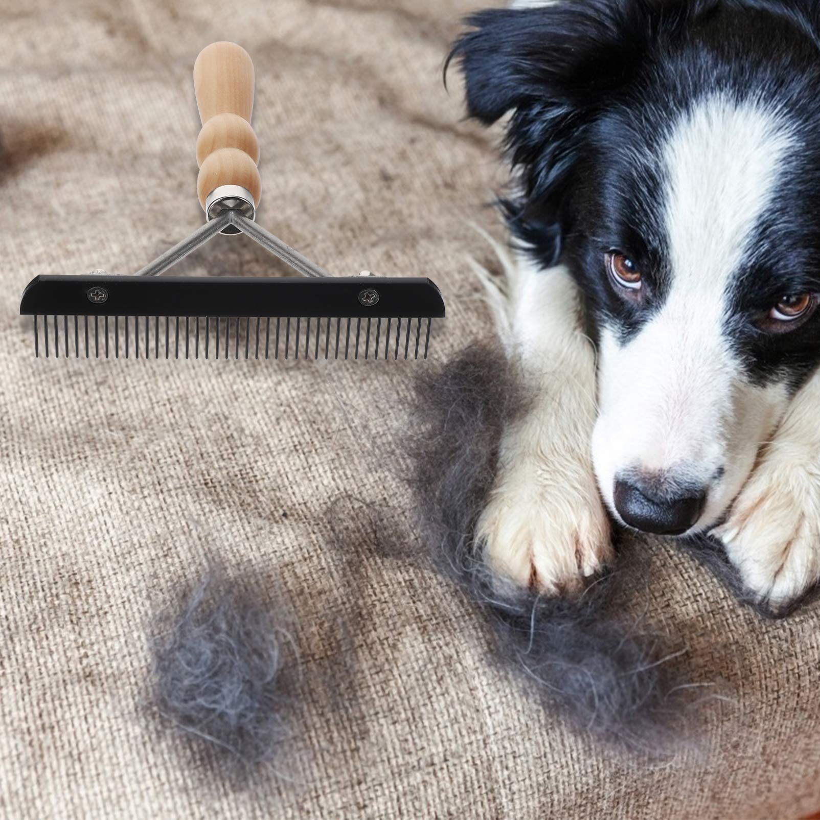 Premium Dog Deshedding Brush & Cat Grooming Tool - Gentle Wooden Grass Rake Comb for Pet Hair Removal - Perfect for Shedding Control & Matting Prevention - Ideal for Home Grooming & Professional Pet Care