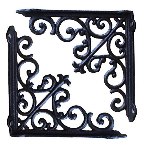 XJZKA 2-Pack Black Iron Wall Mounted Shelf Brackets - Heavy Duty Triangle Tripod Design for Floating Shelves, Decorative Retro Style - Perfect for Living Room, Kitchen, Bedroom Storage & Display