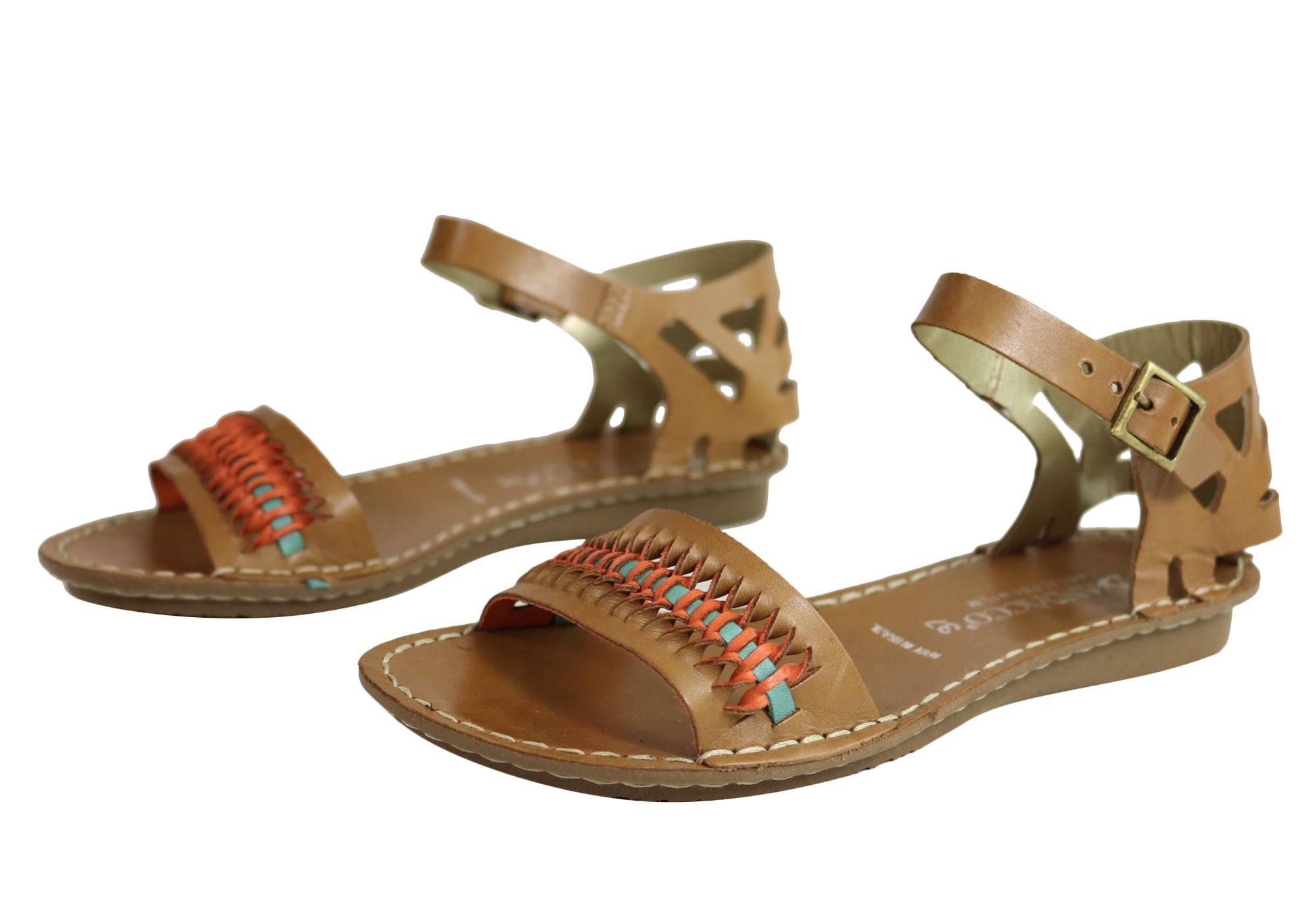 Andacco Seattle Women's Comfortable Flat Leather Sandals - Handmade in Brazil - Perfect for Summer, Beach & Casual Outings