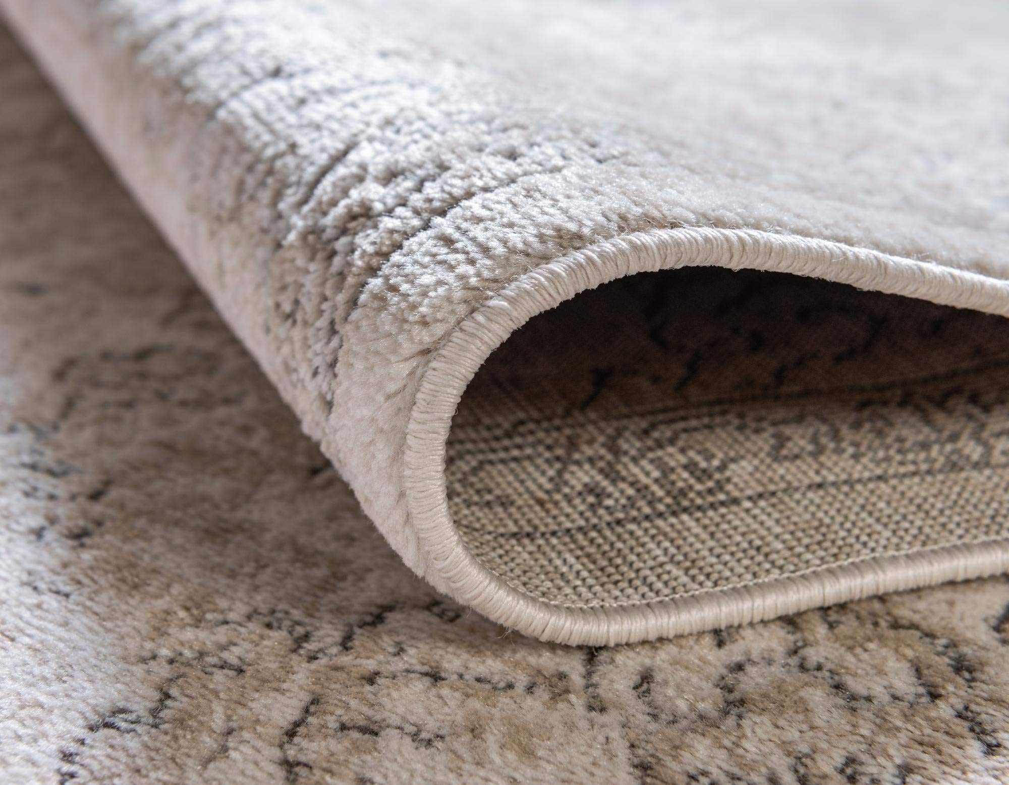 Oregon Collection 7 Ft Round Ivory Low-Pile Rug - Soft Kitchen & Dining Room Carpet for Home Decor | Perfect for Farmhouse, Modern & Cozy Living Spaces