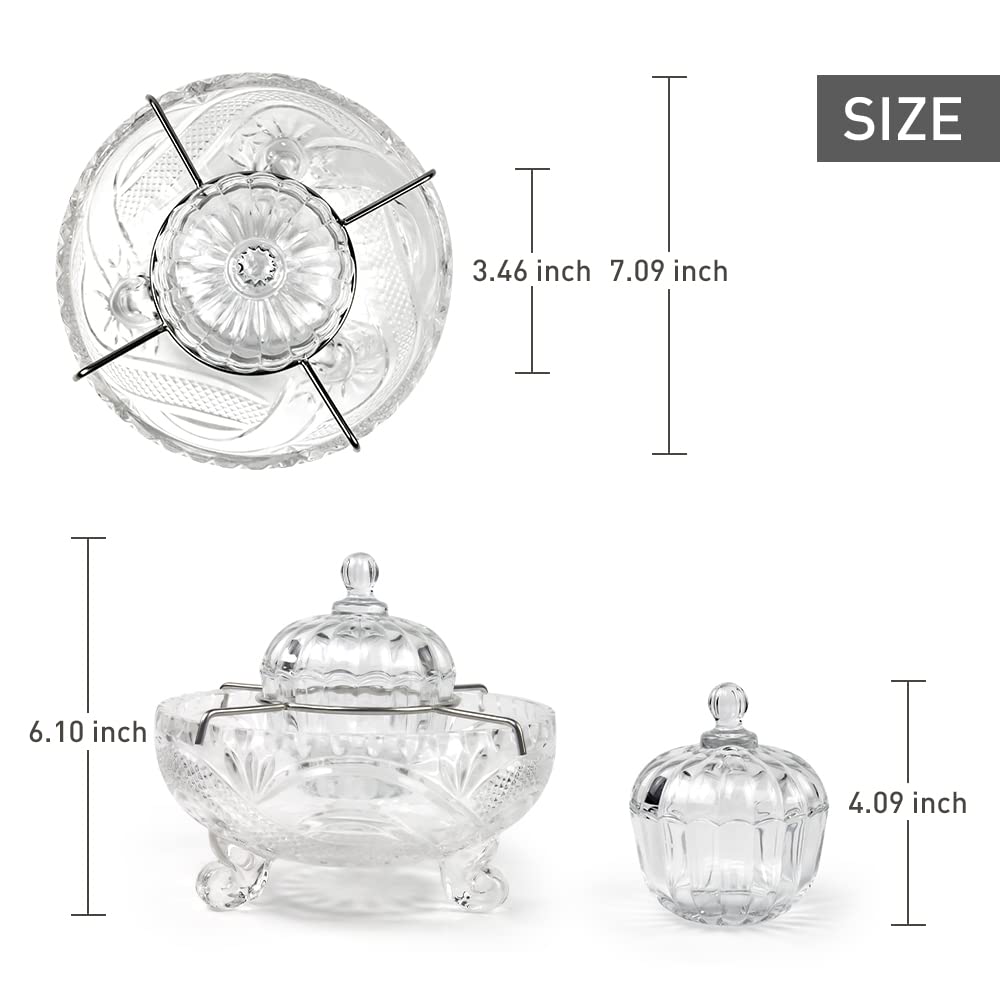 Premium Caviar Serving Set - 1 Glass Divided Bowl & 2 Mother of Pearl Spoons - Elegant Appetizer Dish for Seafood, Shrimp, Sushi - Perfect for Dinner Parties, Restaurants & Catering Events