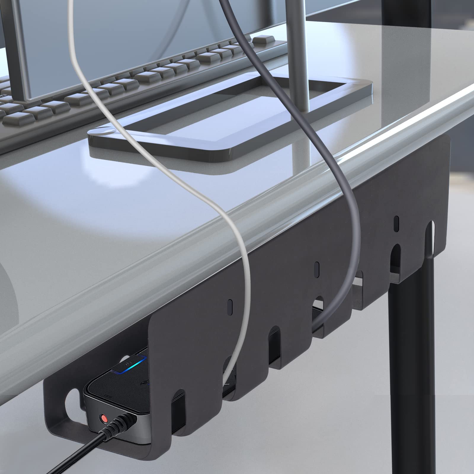 Oududianzi Cable Tray - Black | Premium Cable Management Tray & Desk Cable Organizer | Wire Cover for Power Strips & Electronics | Perfect for Home Office, Gaming Setup & Workspace Organization
