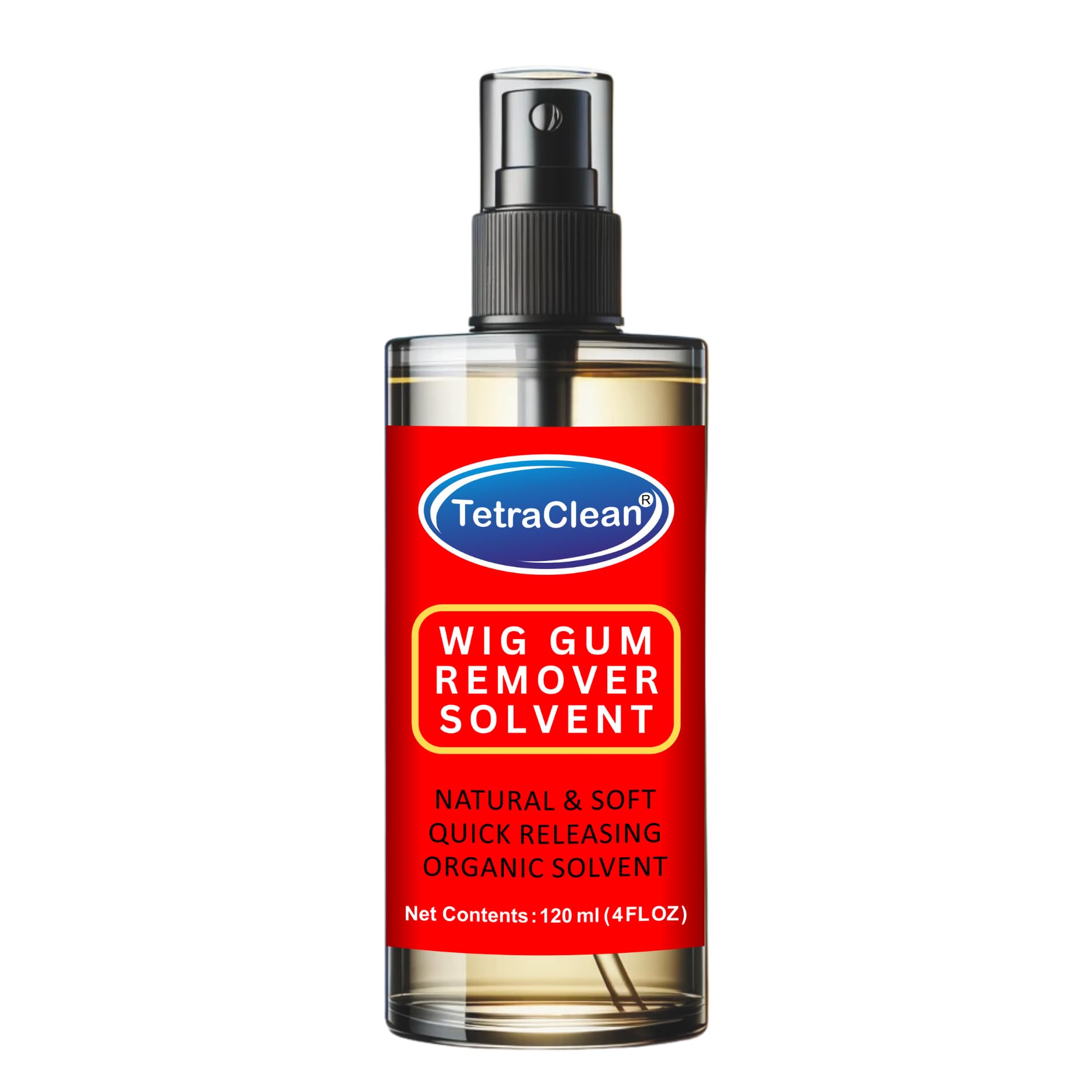 Tetraclean Hair Wig Adhesive Remover Solvent - Professional Lace Wig Glue Residue Cleaner for Toupees, Extensions & Tape - Safe for Home & Salon Use (120ml) | Perfect for Wig Maintenance, Styling & Professional Hairpiece Care