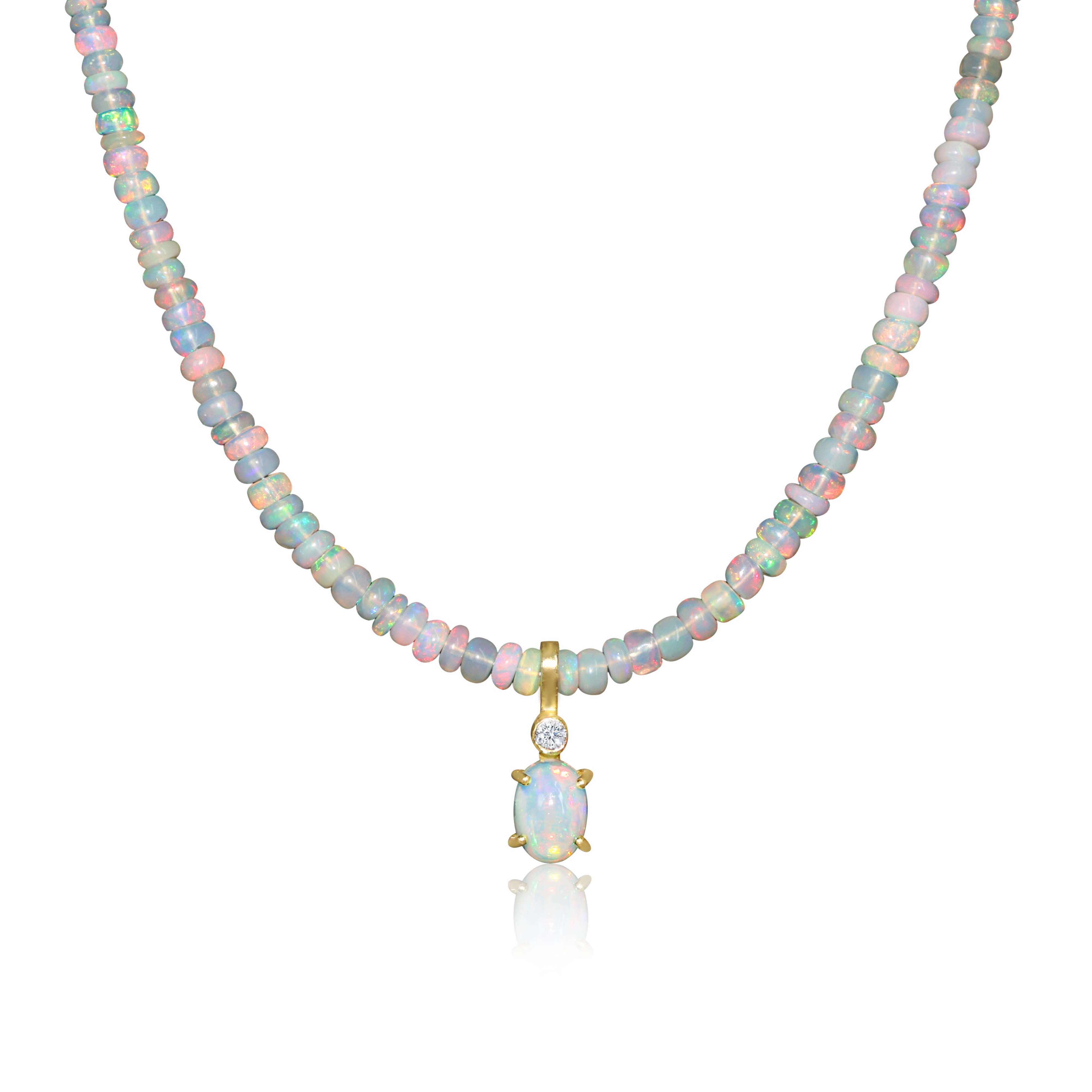 Natural Opal Beaded Necklace with Opal Pendant - Elegant Handmade Jewelry Gift for Women, Birthday, Anniversary & Special Occasions | Perfect for Weddings, Parties & Everyday Wear