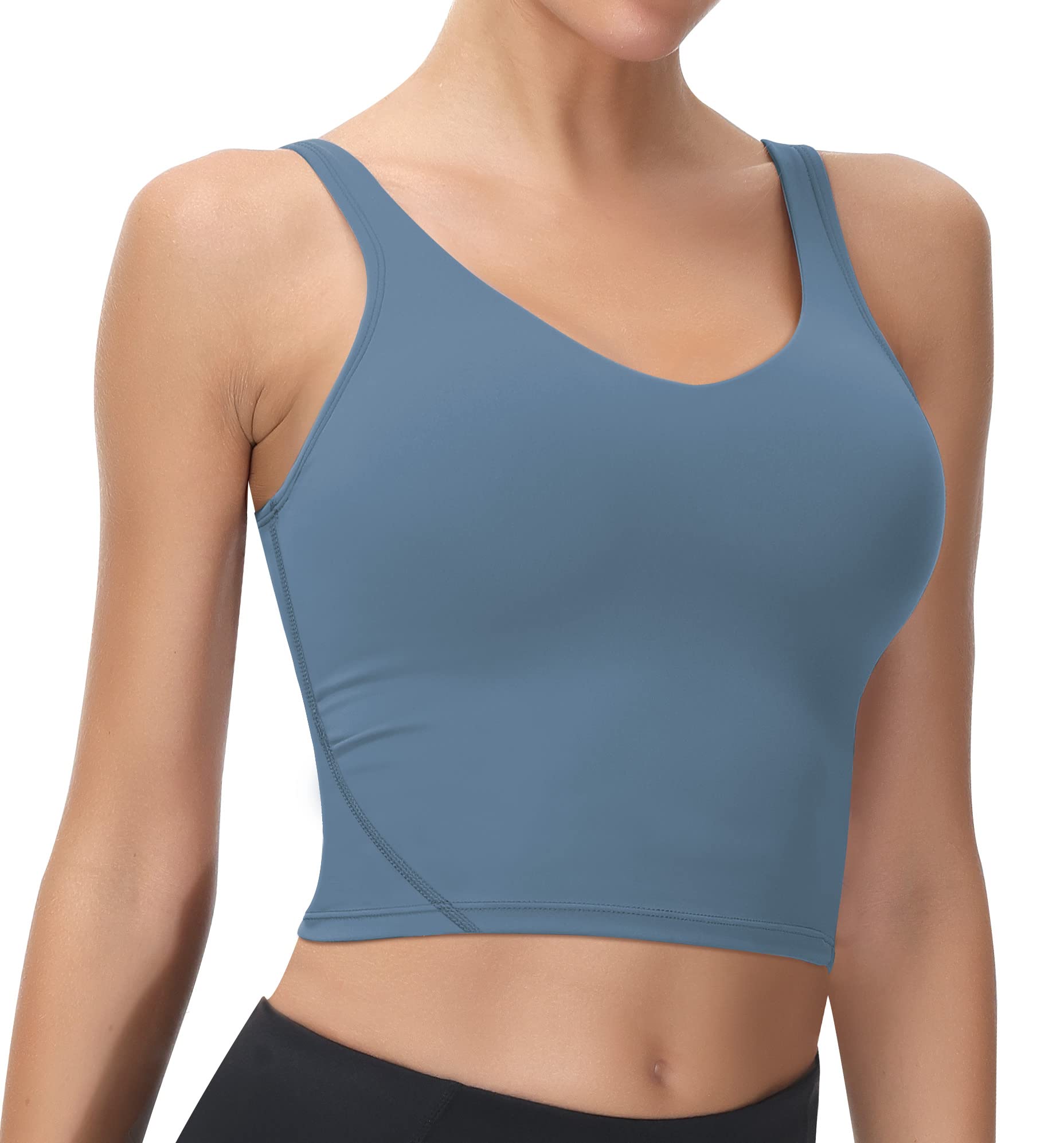 Ewedoos Women's Workout Tank Top with Built-in Bra - Cropped Yoga Shirt, Longline Sports Bra for Running, Gym & Yoga | Breathable & Comfortable Activewear