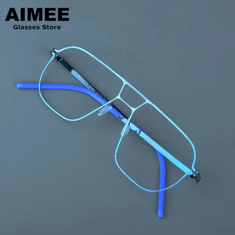 Aimee Unisex Full Rim Big Square Stainless Steel Eyeglasses Frame 8217 - Trendy & Durable for Work, Reading, and Fashion