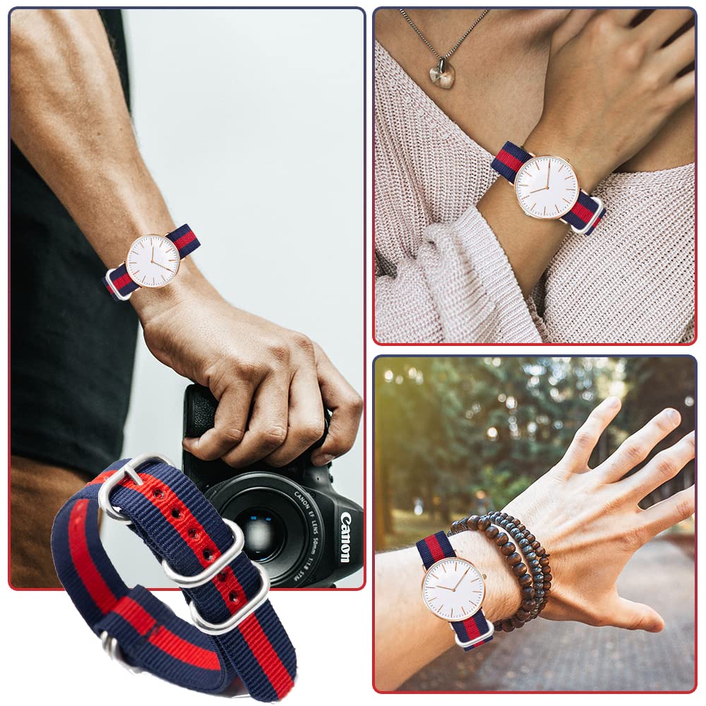 Durable Nylon Watch Strap Replacement - Adjustable 20mm Watch Band for Men & Women - Perfect for Outdoor, Sports & Everyday Wear