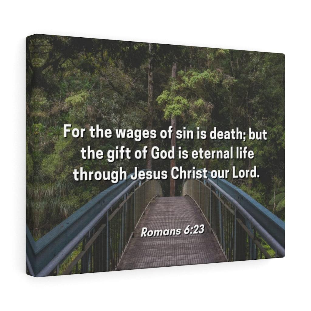 Christian Wall Art - Romans 6:23 Bible Verse Print - Inspirational Scripture Wall Decor - Ready to Hang Gift for Home, Church & Office - Perfect for Christian Gifts, Housewarming & Faith-Based Decor