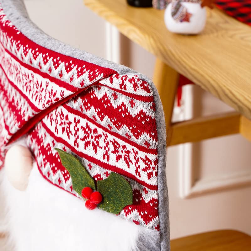 Festive Christmas Chair Covers with Santa Hat - Holiday Gnome Dining & Office Chair Slipcovers for Banquets, Parties & Home Decor - Perfect for Christmas, New Year & Winter Celebrations