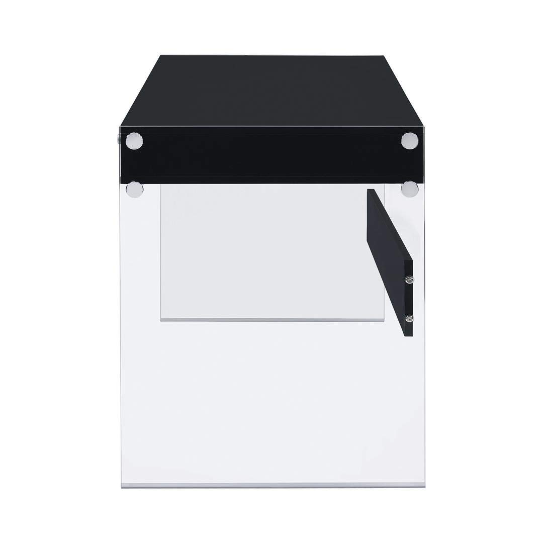 Glossy Black Coaster Writing Desk - Modern Home Office Desk for Study & Work, Compact Design Fits Small Spaces, Perfect for Students & Professionals