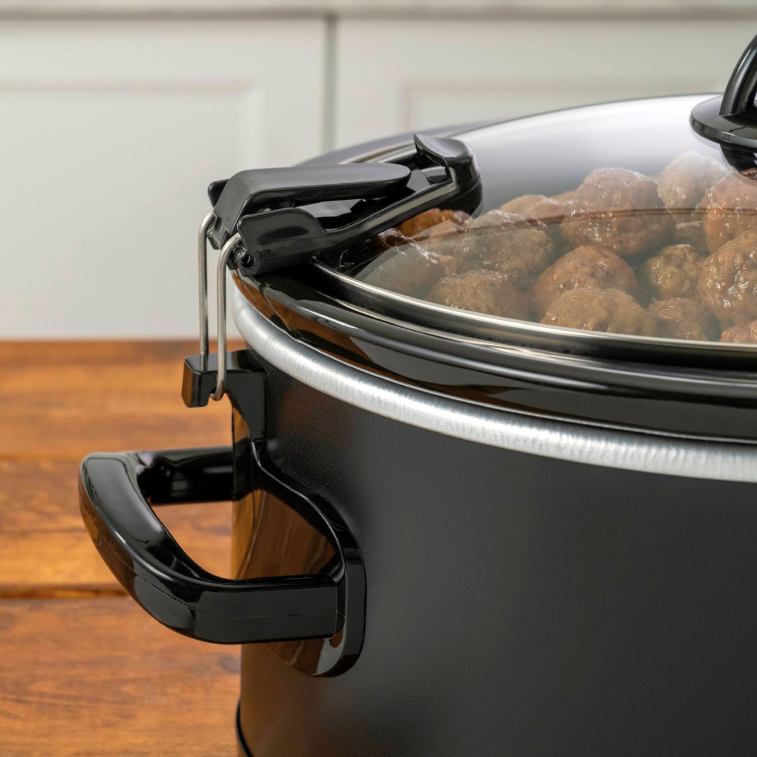 Refurbished Crock-Pot 6-Quart Programmable Slow Cooker with Locking Lid - Home Essentials Warranty - Perfect for Family Dinners & Meal Prep (Model 2125185)