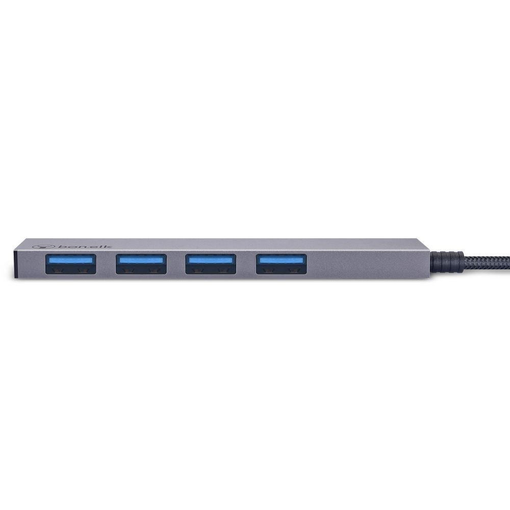 Bonelk 4-Port USB 3.0 Hub with USB-C Connector - Ultra Slim Portable USB Splitter for Laptop, PC, MacBook - Fast Data Transfer & Charging Station for Office, Home, Travel Use