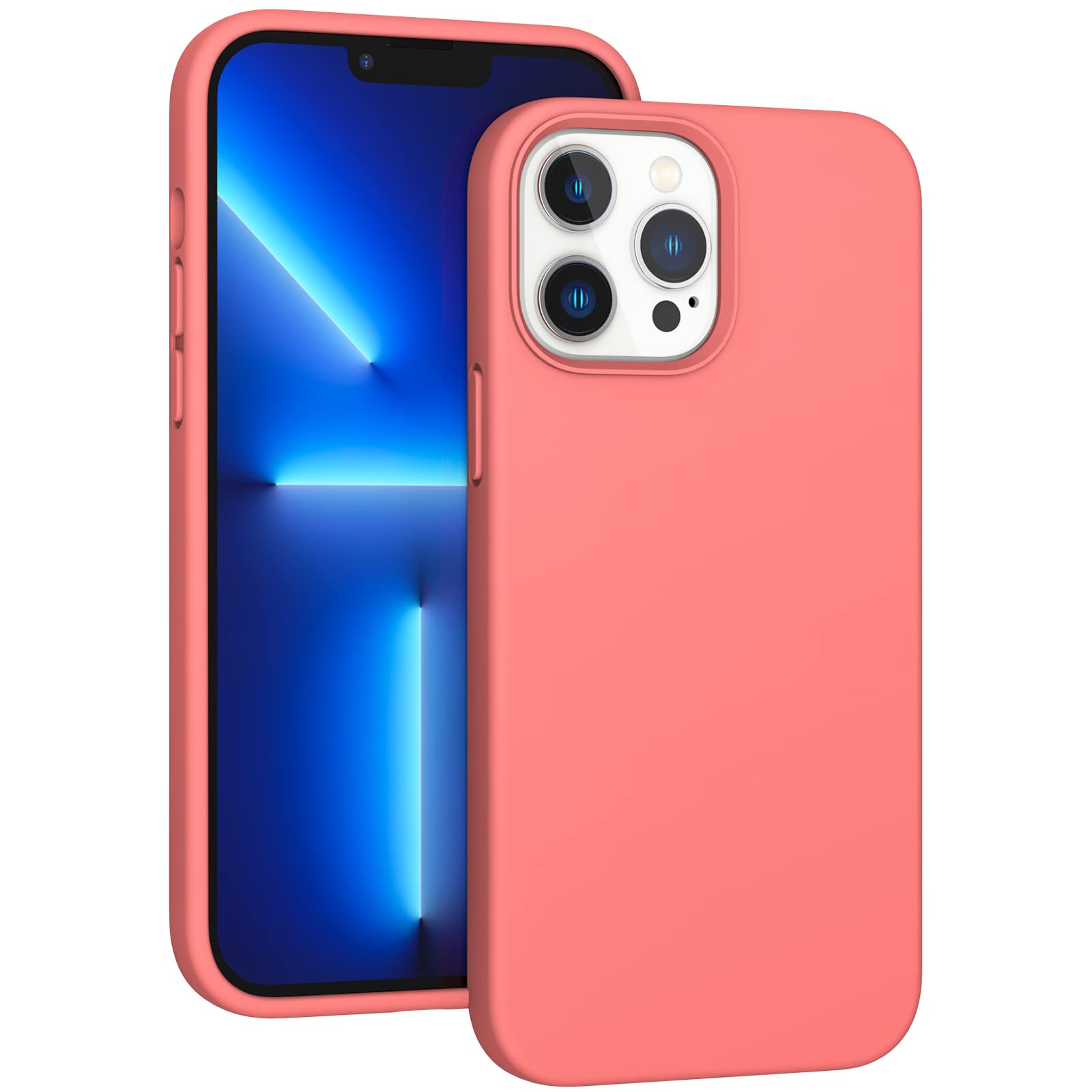 ARSUNOVO Shockproof & Anti-Scratch Liquid Silicone Case for iPhone 13 Pro Max 6.7 inch (2021) - Slim Protective Bumper Rubber Gel Cover in Coral | Perfect for Everyday Protection, Gym & Outdoor Activities