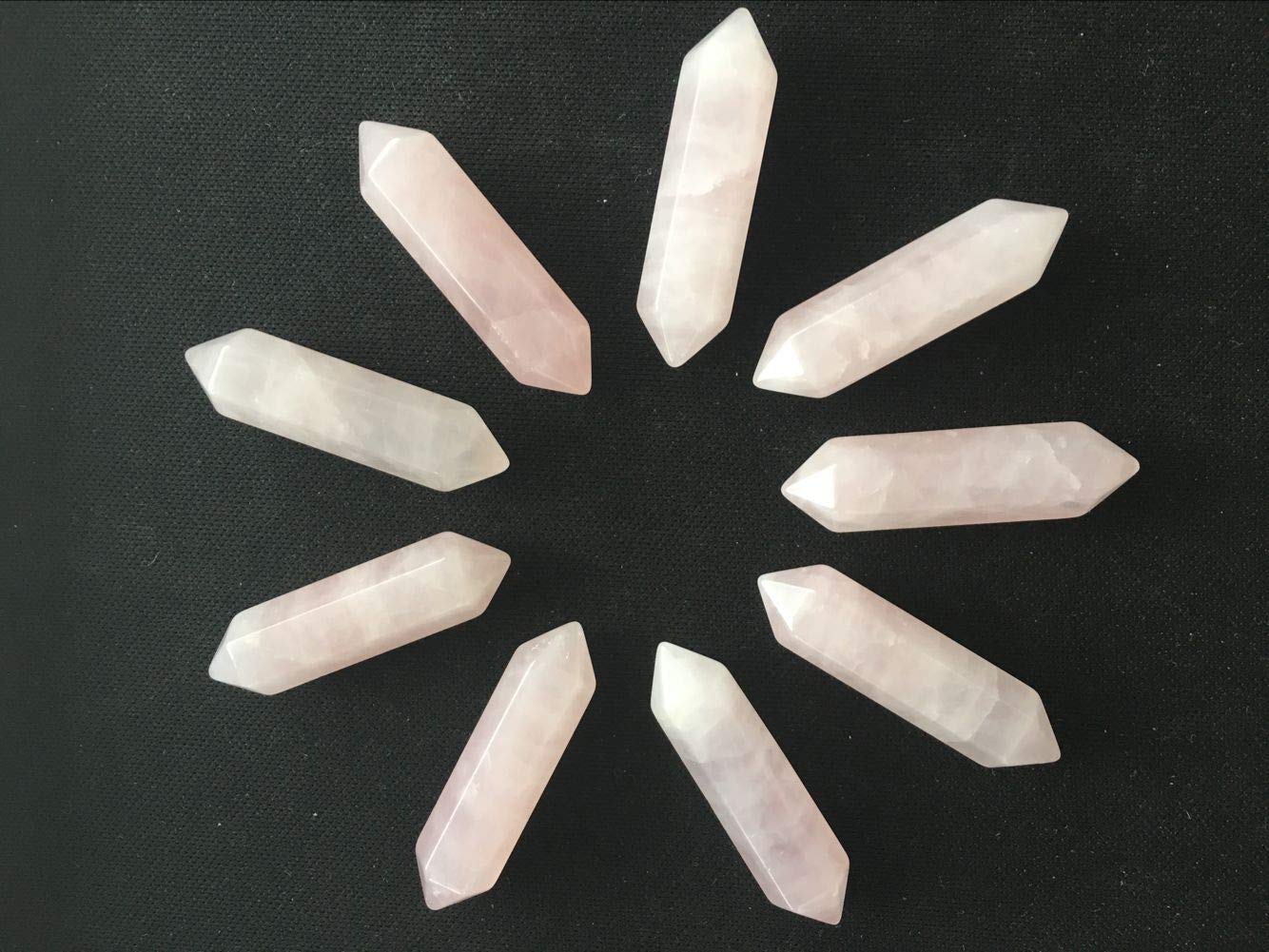 20pcs Rose Quartz Crystal Wands - 6 Faceted Reiki Healing Stones for Chakra Balancing, Meditation & Energy Work | Bulk Wholesale Gemstone Collection for Spiritual Wellness & Home Decor