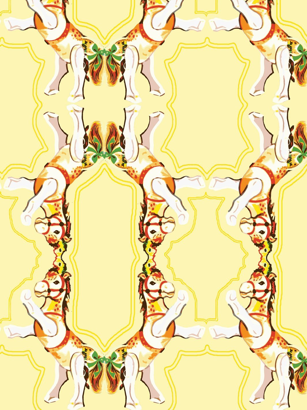 Fisher Price™ 'Horse Arc' Yellow Wallpaper - Perfect for Nursery, Kids Room & Playroom Decor