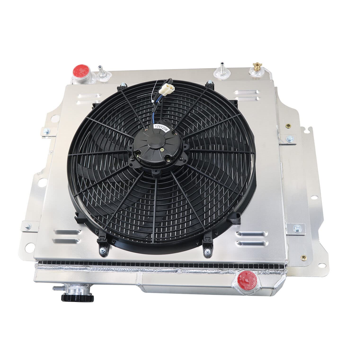 High-Performance 3-Row Full Aluminum Radiator with Fan Shroud & Thermostat for 1987-2006 Jeep Wrangler TJ/YJ - Compatible with 2.4L 2.5L 4.0L & GM Chevy V8 Engines - Off-Road & Daily Driving Upgrade
