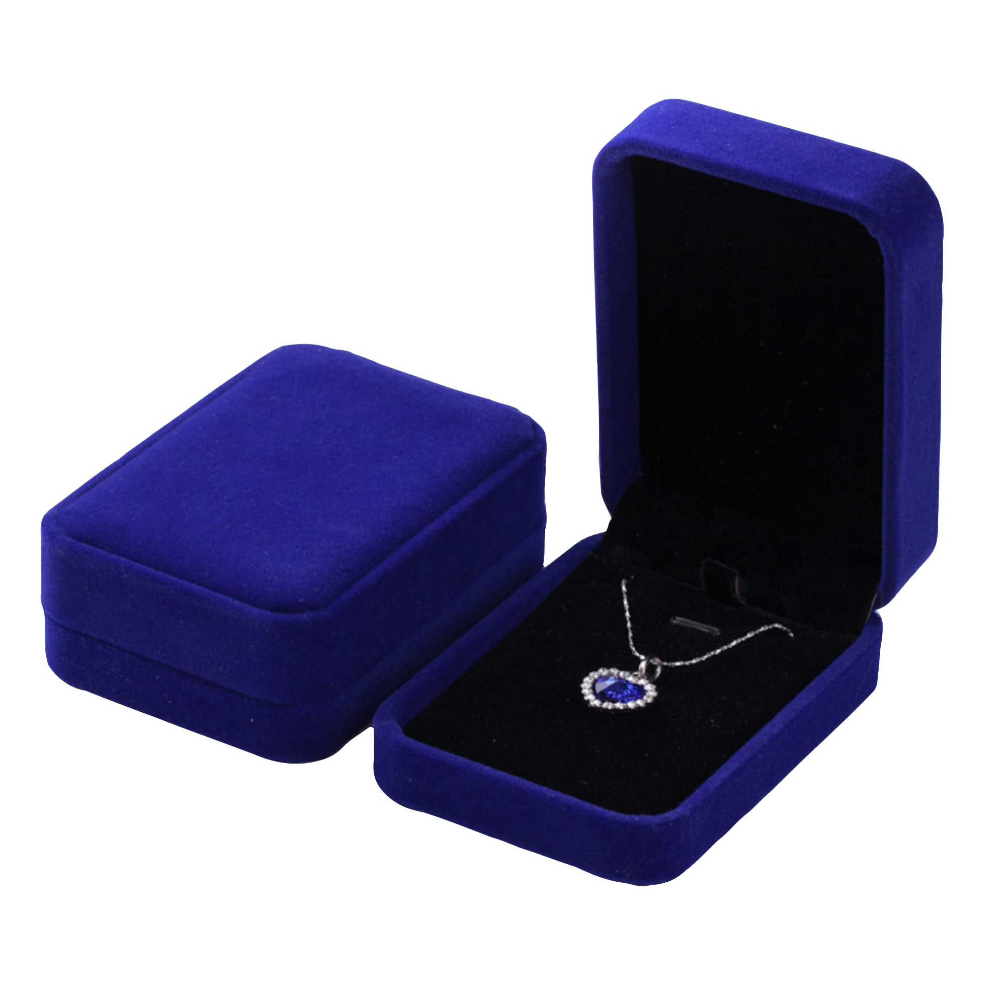 Luxury Velvet Jewelry Box for Necklace & Pendant - Elegant Navy Blue Gift Box for Women, Jewelry Storage & Presentation - Perfect for Birthdays, Anniversaries & Valentine's Day Gifts