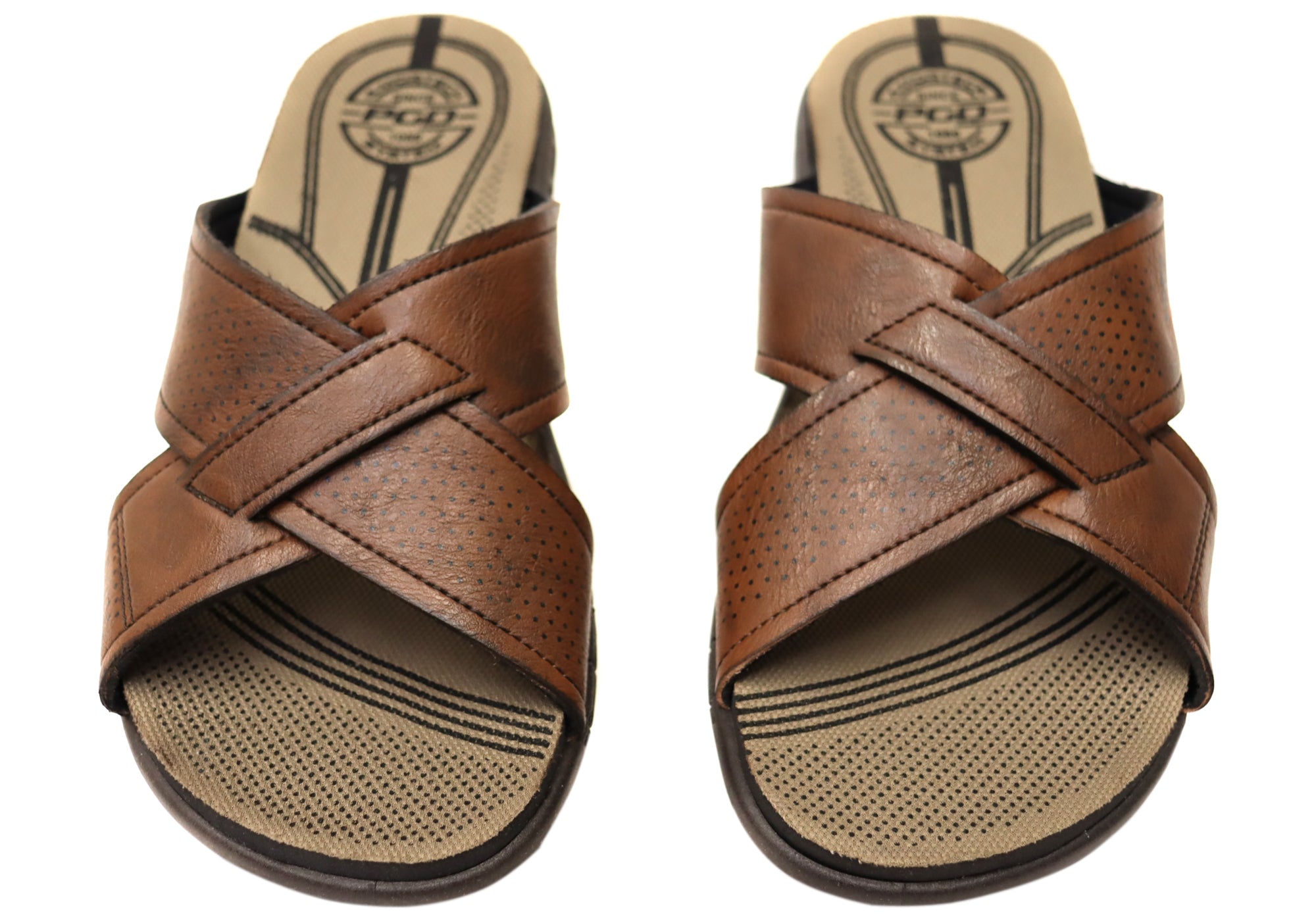 Jake Men's Comfortable Slides Sandals - Brazilian Made Leather Flip Flops for Beach, Pool & Casual Wear