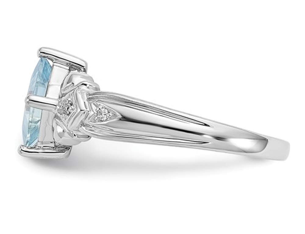 1.00ctw Natural Aquamarine Ring in 10K White Gold for Wedding & Gift