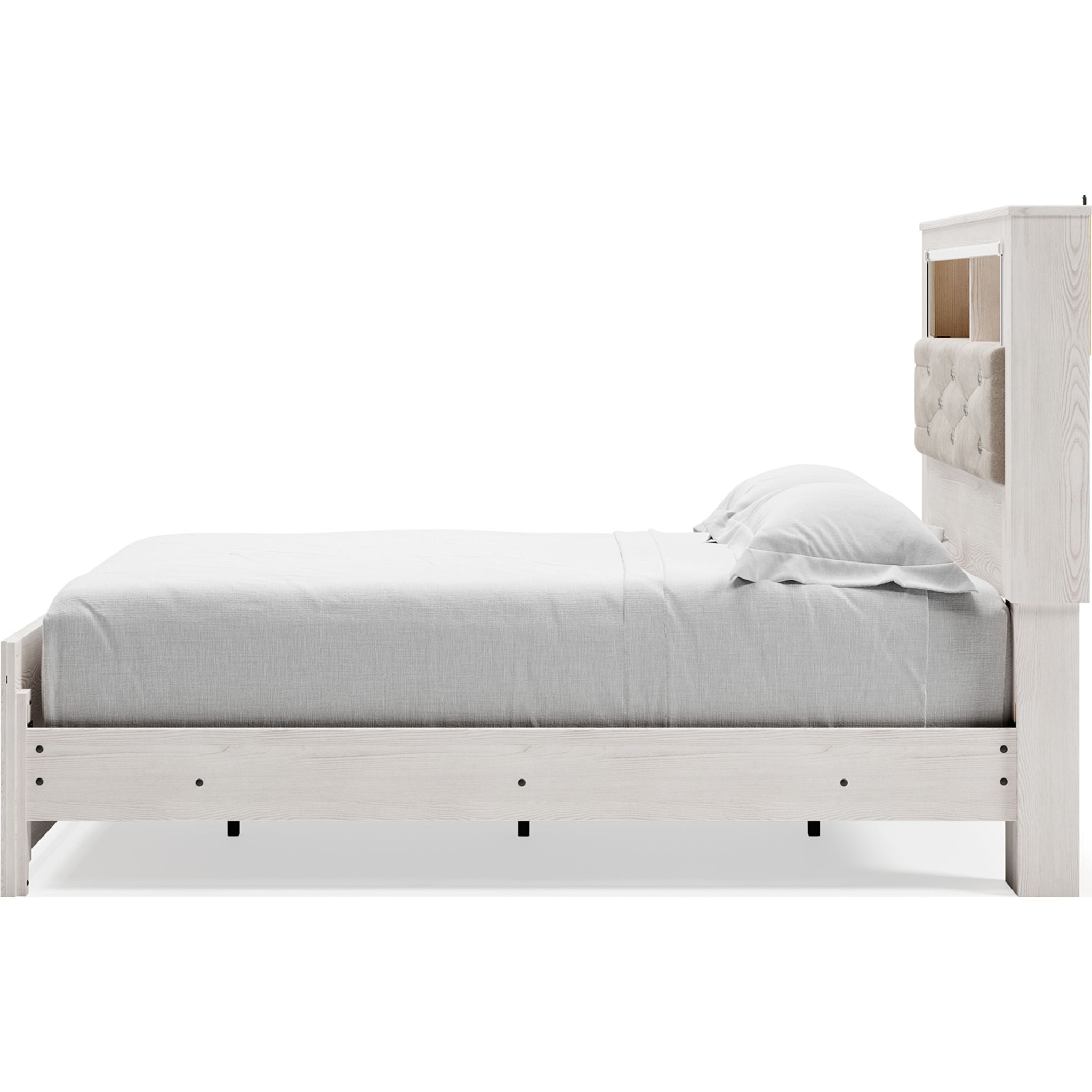 Altyra Full Bookcase Bed in White - Stylish Storage Bed with Built-in Shelves for Bedroom Organization