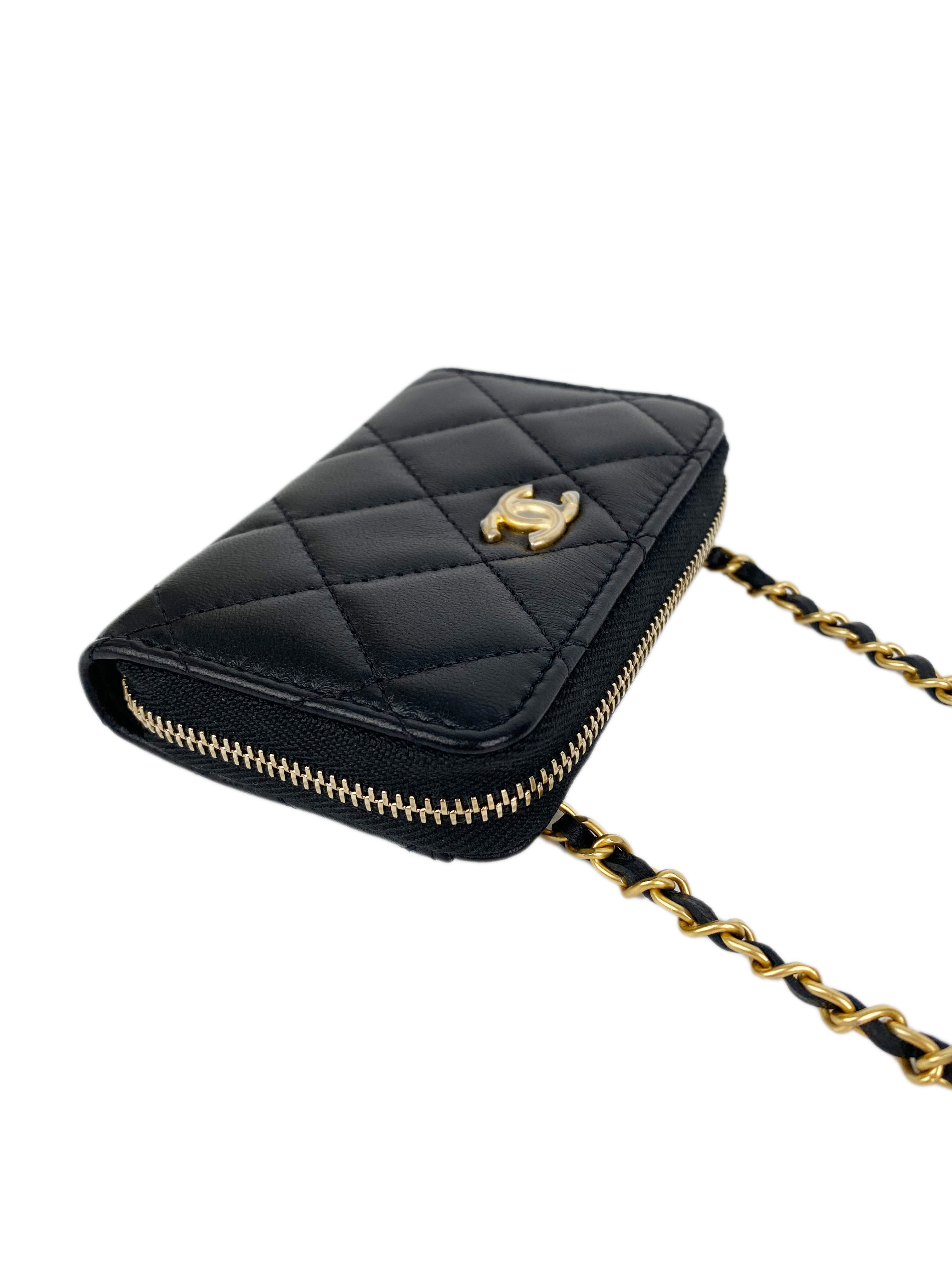 Chanel Black Mini Zip Belt Bag with Pearl Crush - Stylish Crossbody Waist Bag for Women, Fashion Accessories for Daily Use, Parties & Travel