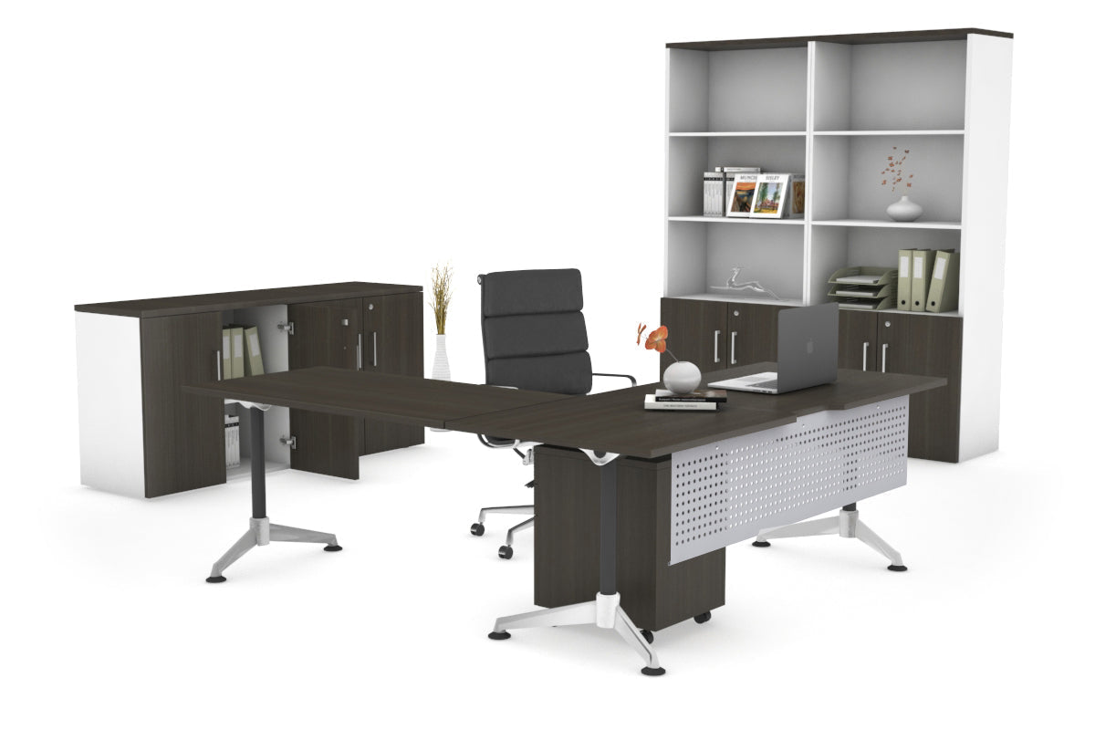 Premium L-Shaped Corner Executive Office Desk - Blackjack [1800L x 1800W with Cable Management] for Home Office & Workspace Setup
