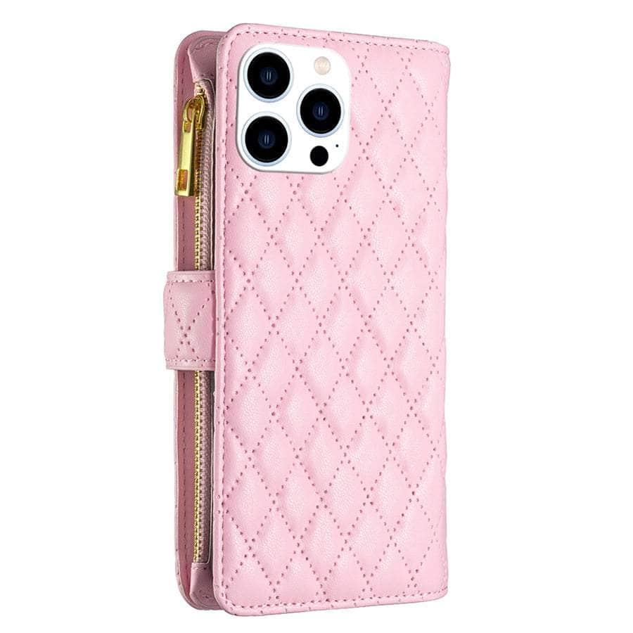 Premium iPhone 14 Pro Flip Zipper Leather Case - Protective Wallet Cover with Card Slots | Perfect for Business Professionals & Daily Commuters