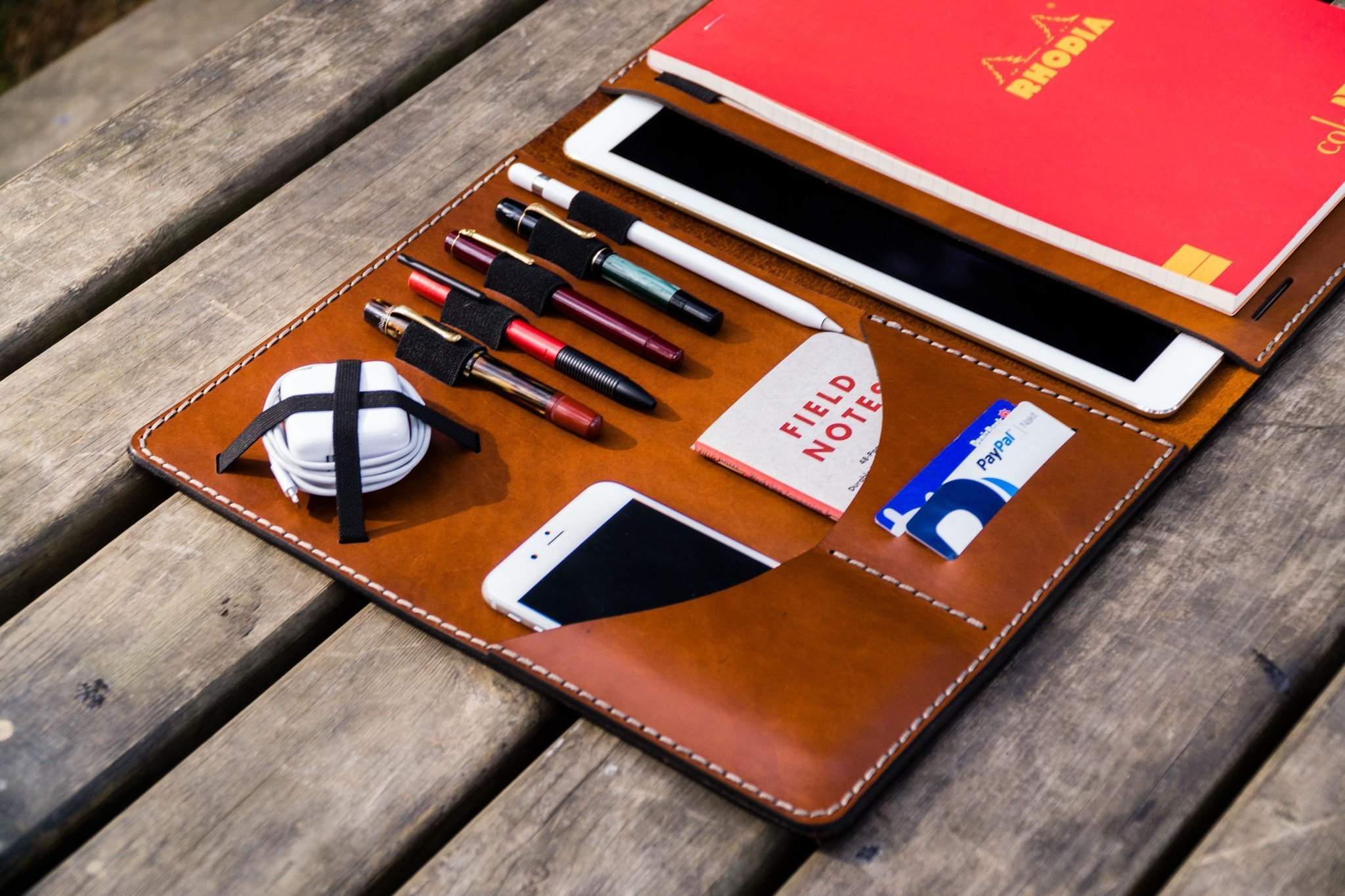 Premium Brown Leather Padfolio for iPad Pro 12.9 - Letter/A4 Size Document Holder - Perfect for Business Meetings, Office Work & Professional Presentations