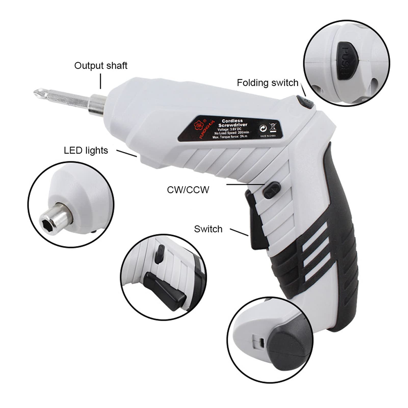 3.6V Cordless Electric Screwdriver Drill Kit - 16Pcs Rechargeable Power Drill with LED Work Light & Lithium-Ion Battery | Perfect for DIY Home Projects, Furniture Assembly, and Professional Construction Work