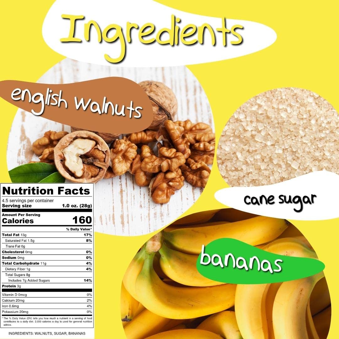 Crazy Go Nuts Banana Flavored Walnuts - 4.5 oz (3-Pack) | Healthy Vegan Snacks, Gluten Free Superfood | Non-GMO, Rich in Omega 3, ALA & Antioxidants | Perfect for On-the-Go, Office & Post-Workout Nutrition