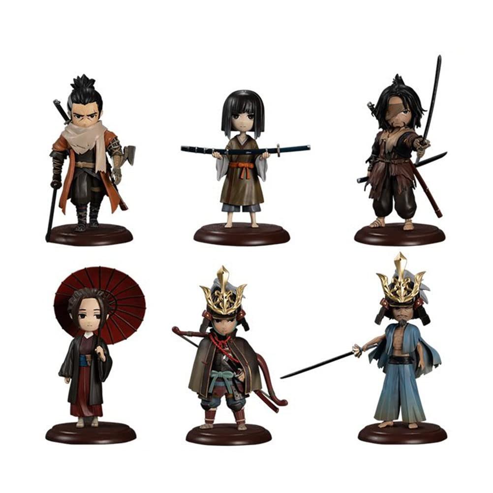 WESAFE Sekiro: Shadows Die Twice Q Version Anime Action Figure Set - 6PCS Collectible Character Statues for Gamers & Anime Fans | Perfect for Desk Decor, Gift Giving & Display Collection